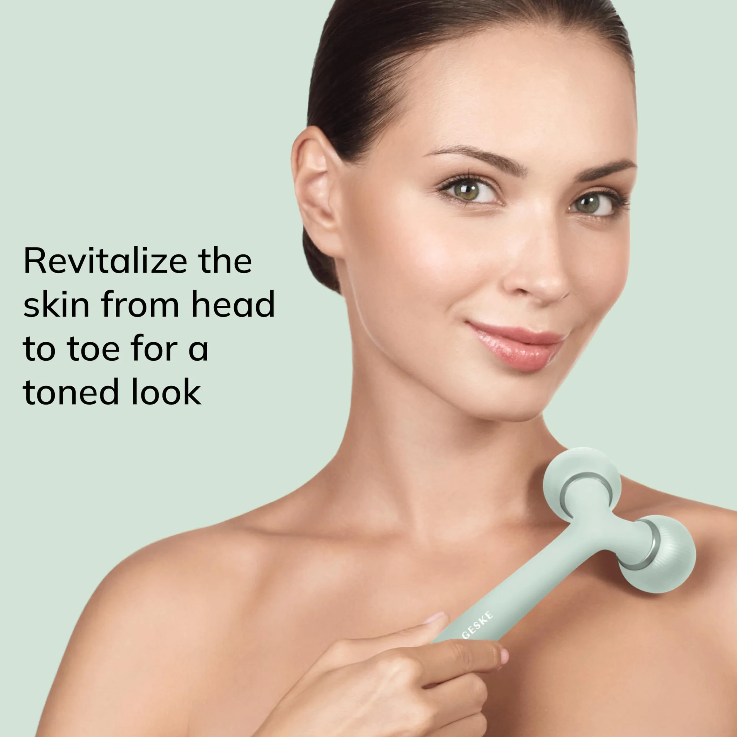 GESKE | SmartAppGuided™ Soniczny roller do twarzy i ciała | 4 w 1 | Derma Roller | Roller do skóry | Urządzenie do twarzy i ciała | Profesjonalny wałek do twarzy | Ujędrnia i upiększa ciało i twarz