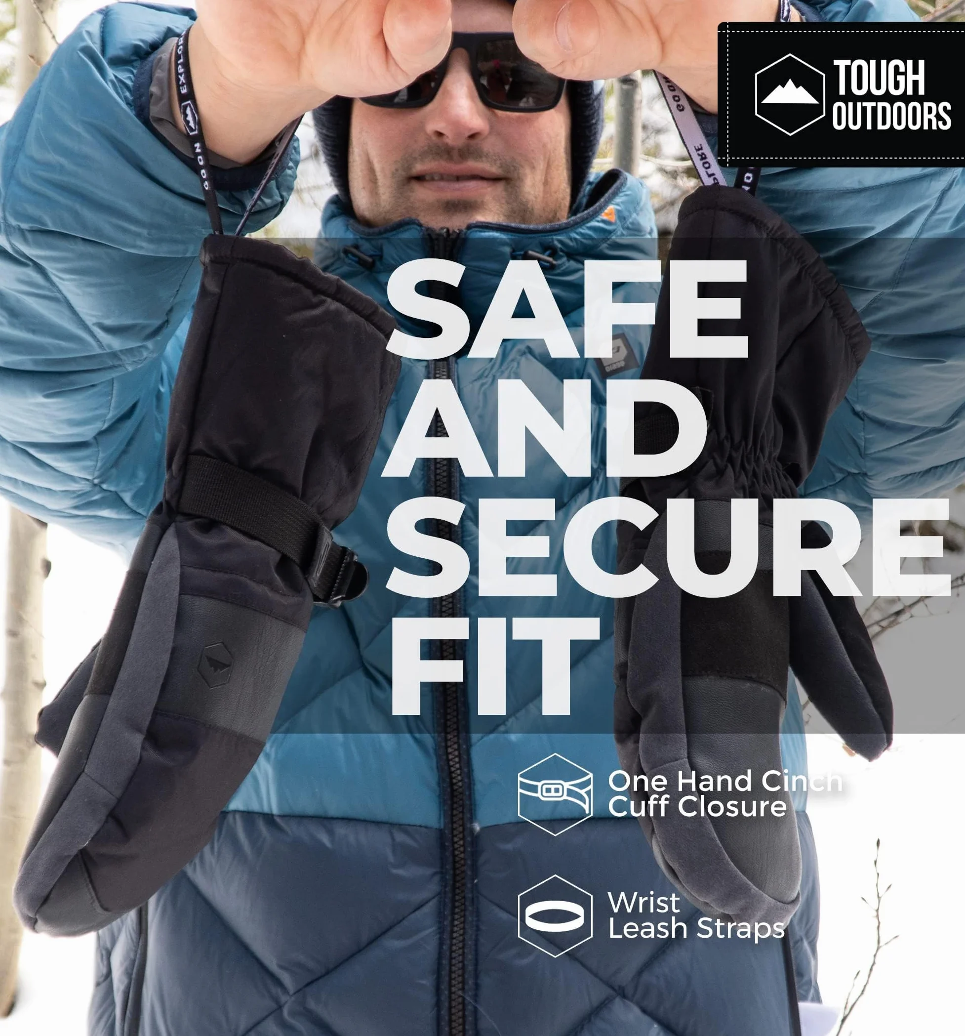 Tough Outdoors Zimowe rękawice narciarskie dla mężczyzn i kobiet - rękawice śnieżne dla dorosłych na zimną pogodę - wodoodporne rękawice snowboardowe, narciarstwo
