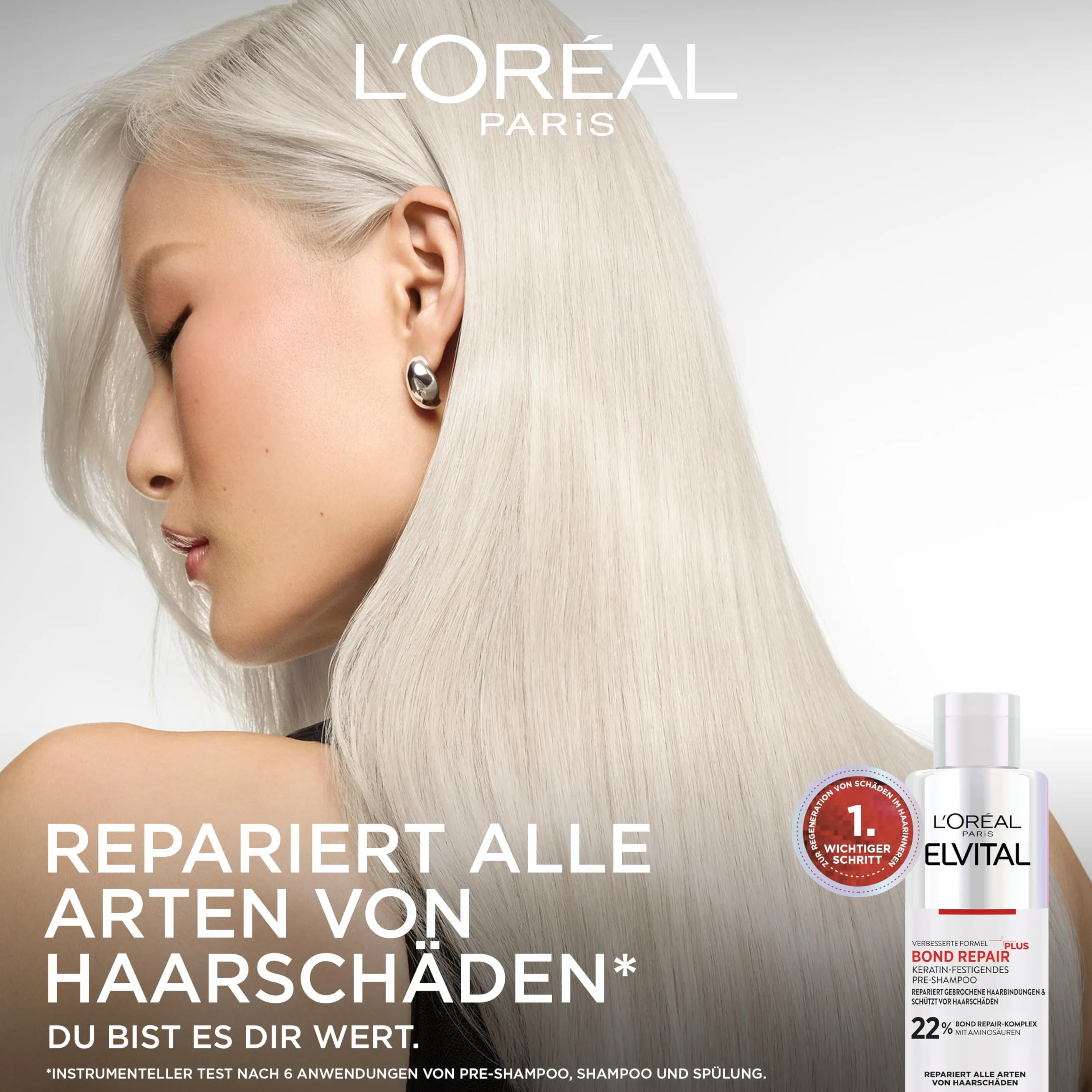 L'Oréal Paris Elvital Bond Repair zestaw do pielęgnacji włosów z pre-szamponem, szamponem i odżywką, wiązka, ochrona dla mniejszego łamania włosów i większego połysku, z kompleksem Bond Repair i