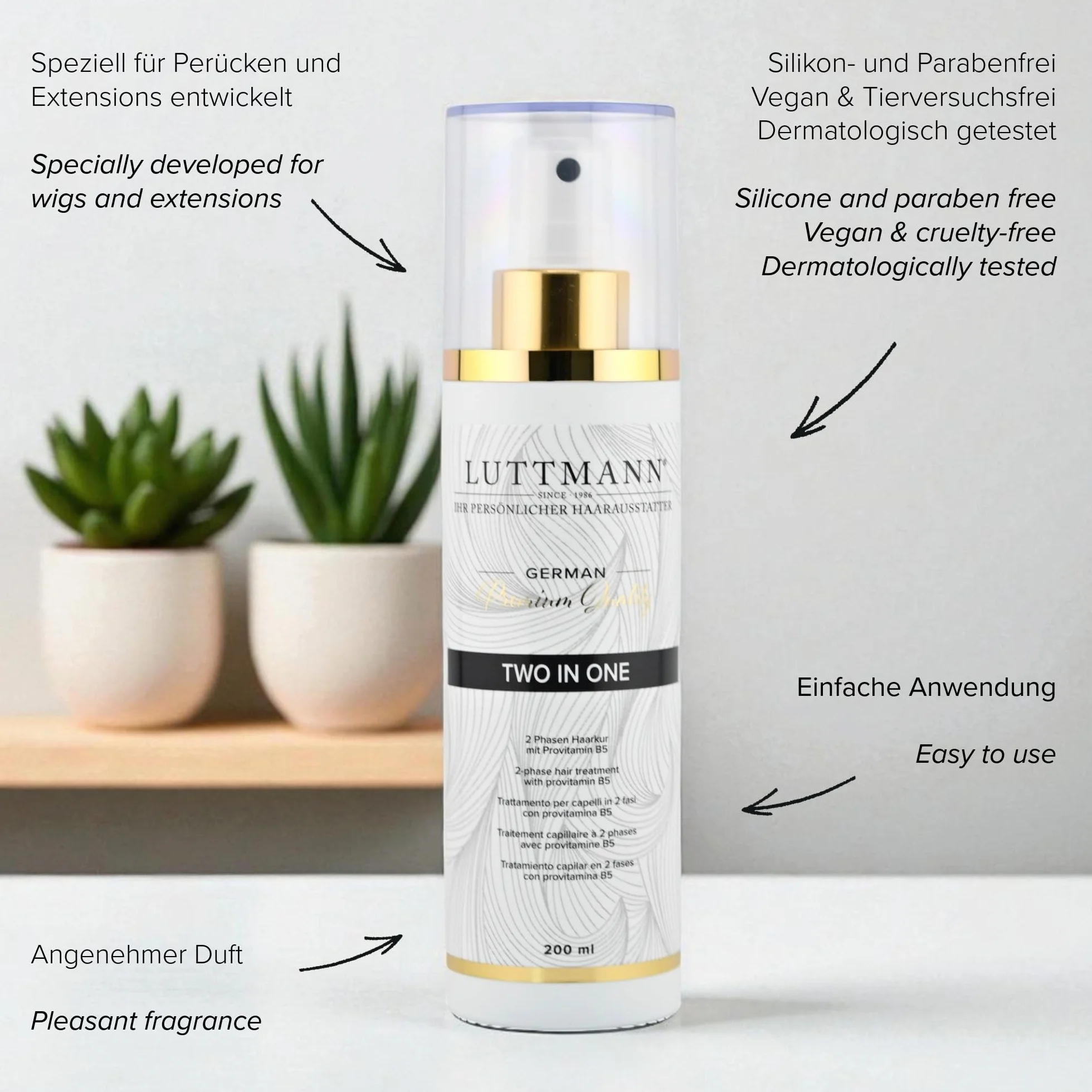 Zestaw do pielęgnacji włosów naturalnych – szampon + balsam + spray dwa w jednym, po 200 ml – intensywna pielęgnacja wszystkich peruk, tresek i własnych włosów