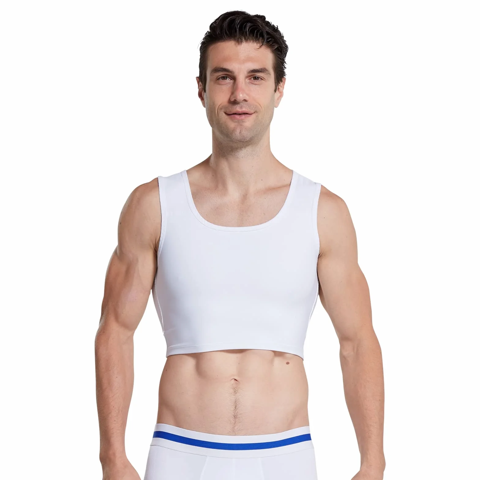 BaronHong Męski ukryty ginekomastia sweter kompresja wyszczuplający podkoszulek męski gorset tank top S Niebieski