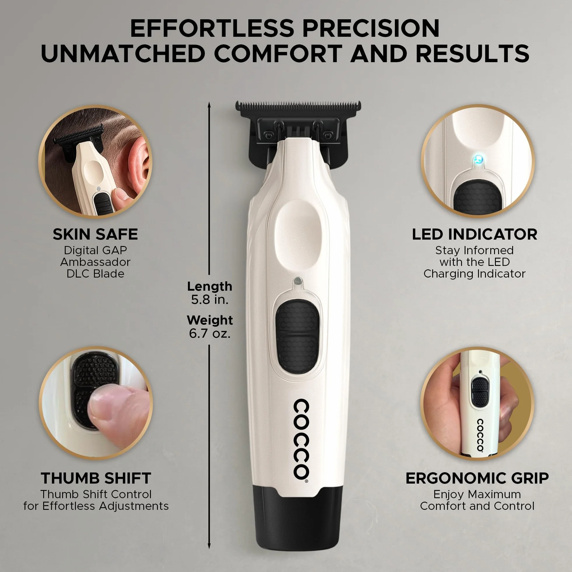 Cocco Veloce Pro Trimmer Collection Precyzyjne trymery bezprzewodowe metalowe DLC Blade