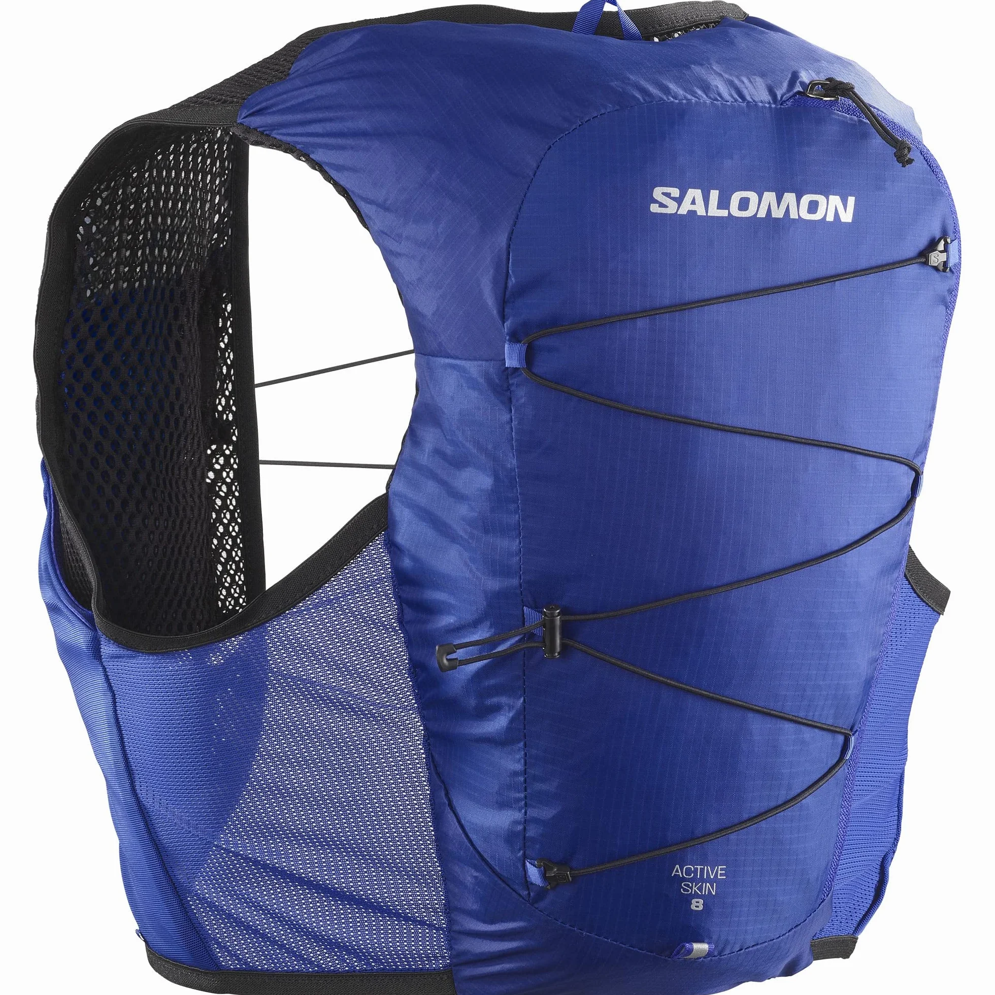 Salomon Active Skin 8 kompatybilna z piersiówkami unisex kamizelka nawadniająca do biegania szlak turystyczny, precyzyjne dopasowanie, łatwy dostęp 8 l i zoptymalizowane przechowywanie, niebieska, L,