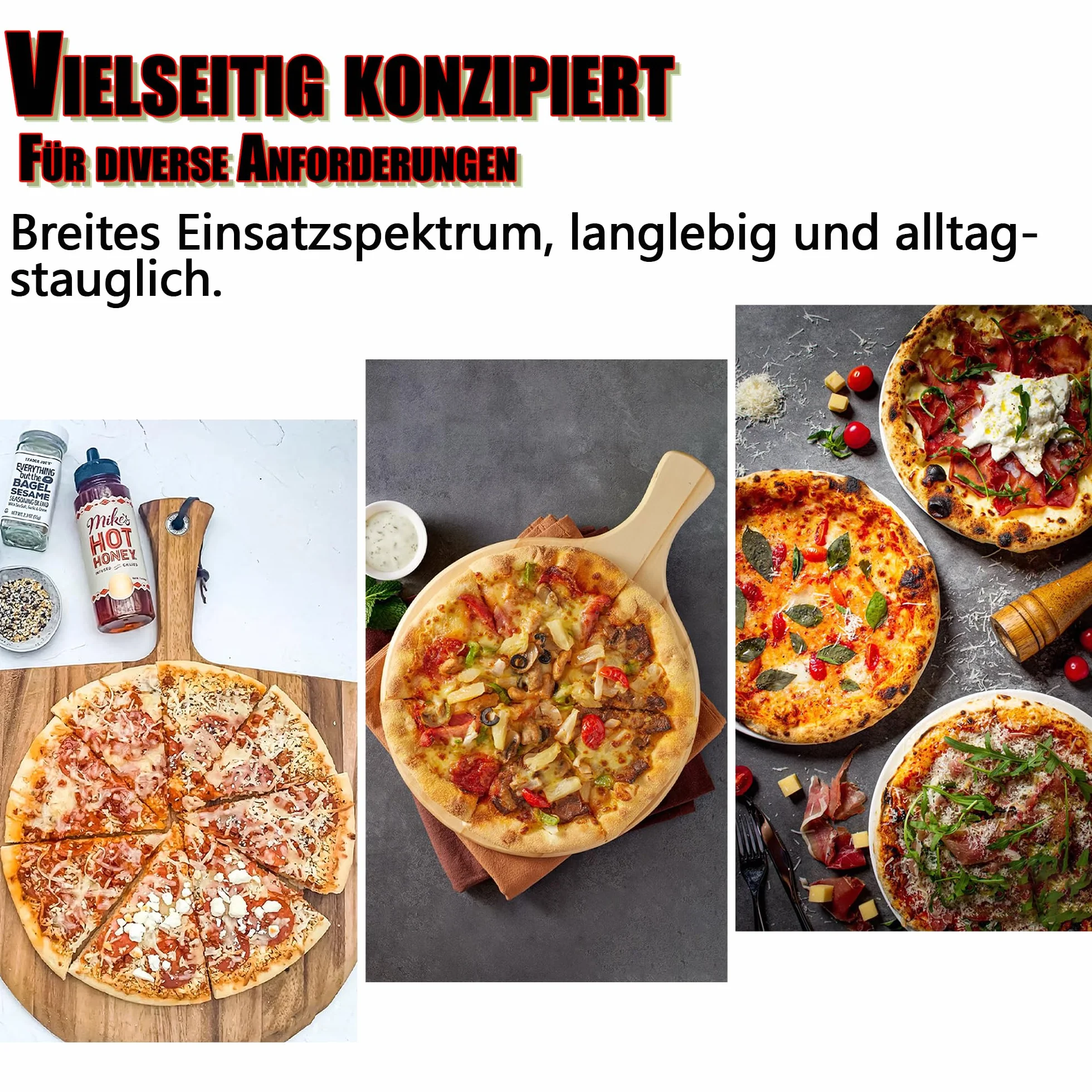 MAEXUS Łopatka do pizzy, 30 cm, ze zdejmowanym uchwytem, duża powierzchnia, łopatka do pizzy ze stali nierdzewnej, perforowana łopatka do pizzy (40 x 30 cm)