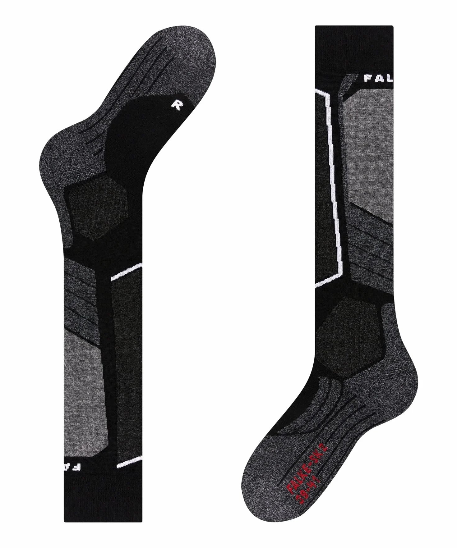 FALKE Mężczyźni Skarpety narciarskie SK2 Intermediate M Kh Wełna ciepłe grube 1 Para, Czarny Black-Mix 3010, 42-43