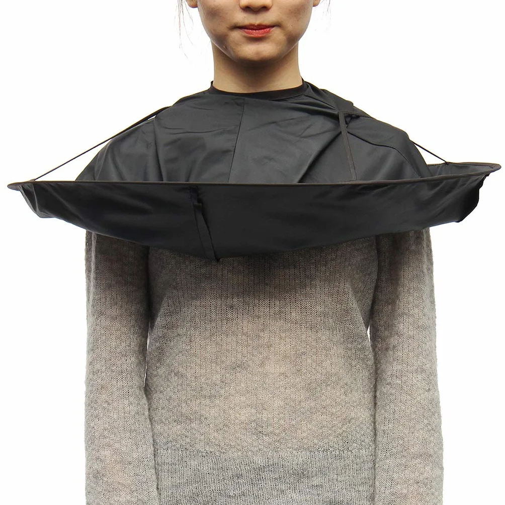 Pro Hair Cutting Cape Hair Catcher Fryzjerski Parasol Płaszcz Zestaw Czarny