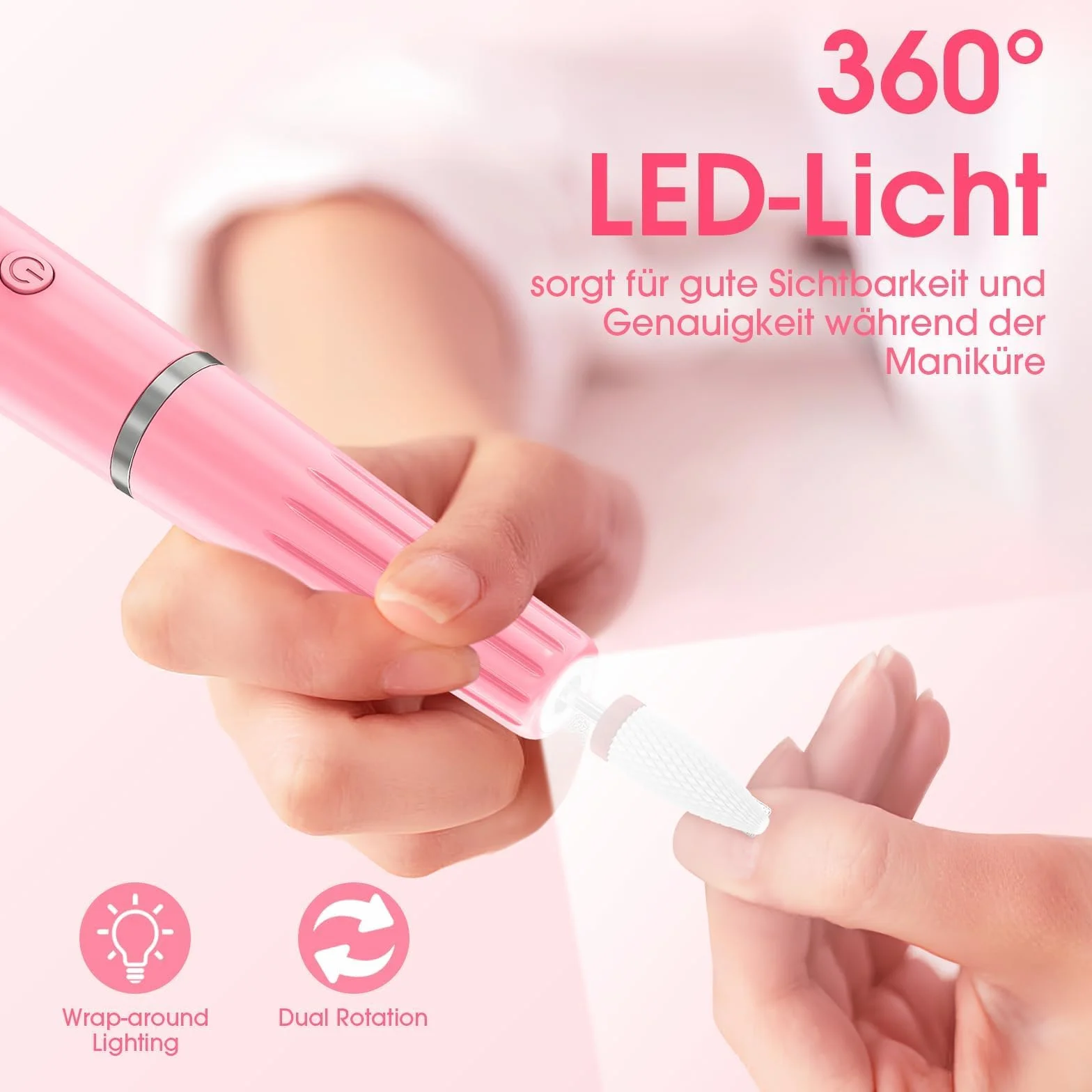 Karrong Elektryczne frezarki do paznokci bezprzewodowa, tryb pamięci, profesjonalny zestaw do manicure 12 w 1, 5 prędkości, oświetlenie LED, pilnik akumulatorowy, Narzędzia do paznokci akrylowych