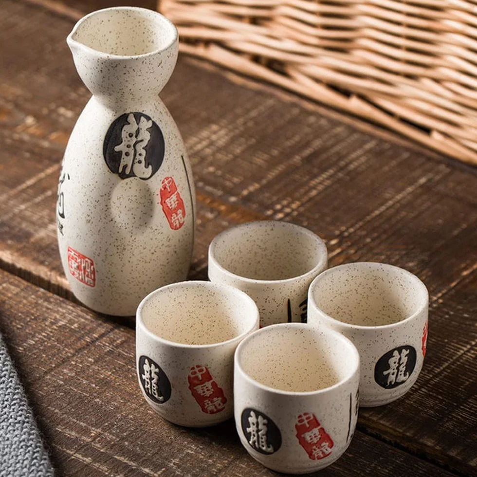 5 szt. ceramiczny japoński zestaw sake filiżanki bar naczynia tradycyjne zestawy wina sake