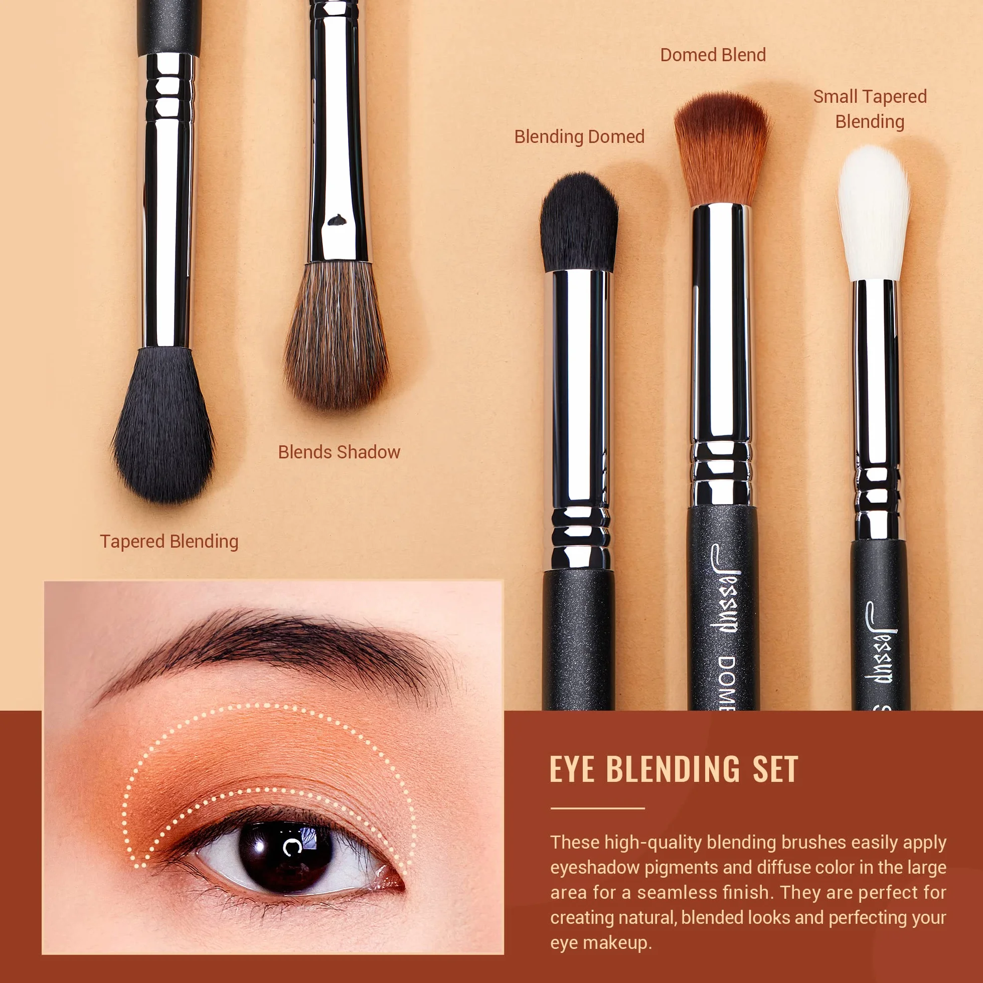 Jessup Pędzle do oczu Profesjonalny zestaw pędzli gradientowych 13 szt. Zestaw pędzli do makijażu oczu Premium Smoky Blender Precision Crease Definer Pencil Black Silver T338