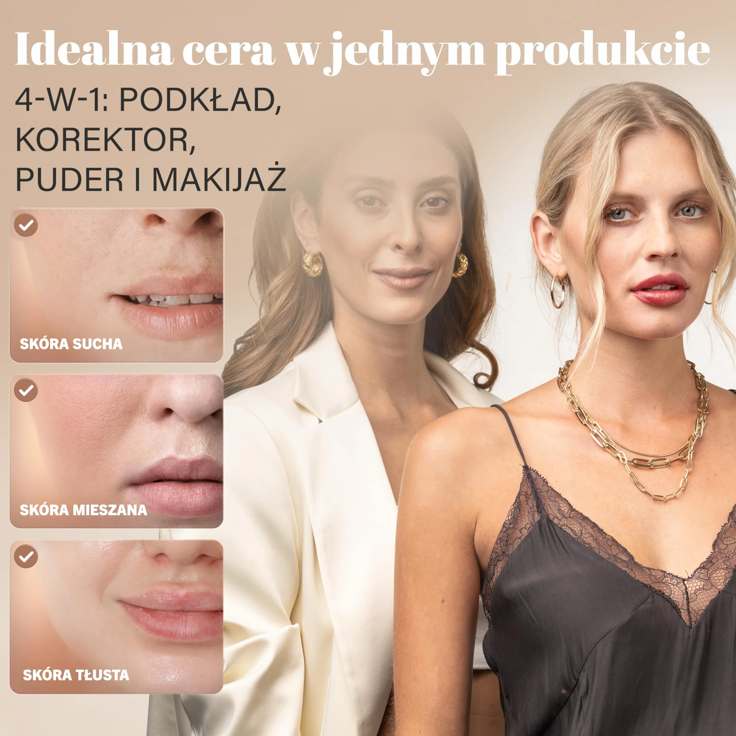 EGYPT-WONDER® Makijaż w musie (30 ml) – 4 w 1: podkład, korektor, makijaż i puder – Beauty Cream dla gładkiej twarzy – kosmetyki do nieskazitelnej cery w jednym kroku!