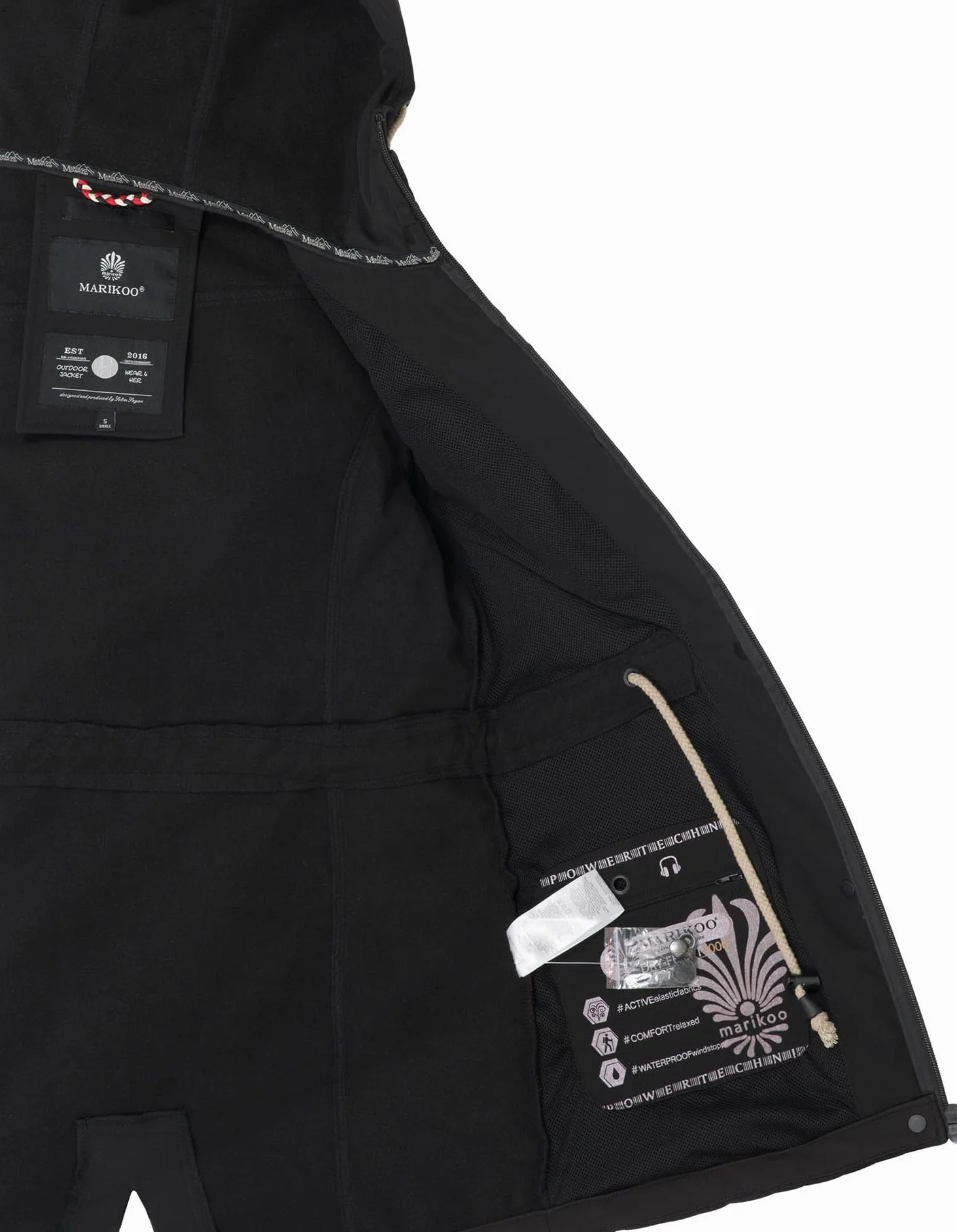 MARIKOO damska kurtka zimowa, zimowy płaszcz outdoorowy, wodoodporny, Softshell B614