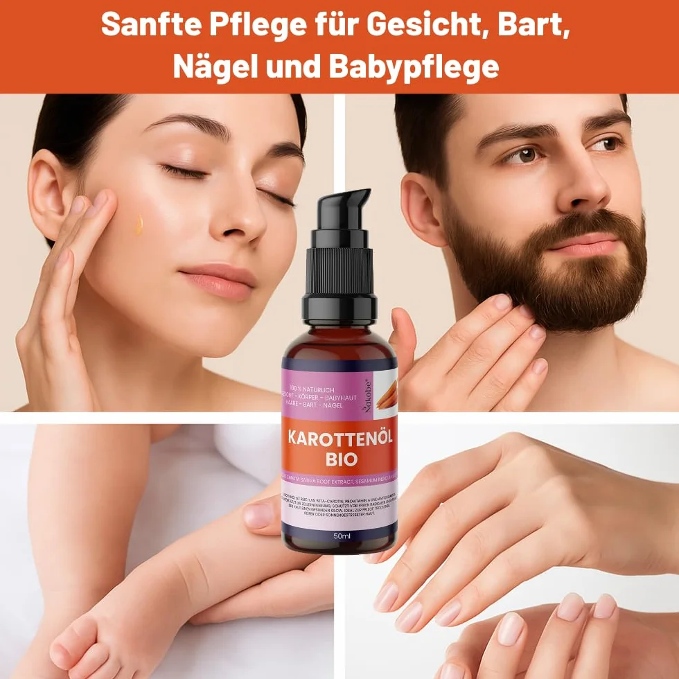 Bio Olej z Rzepki 50 ml – pielęgnacyjny i naturalny blask, 100% naturalny, bogaty w beta-karoten i witaminę A, do twarzy, ciała i masażu