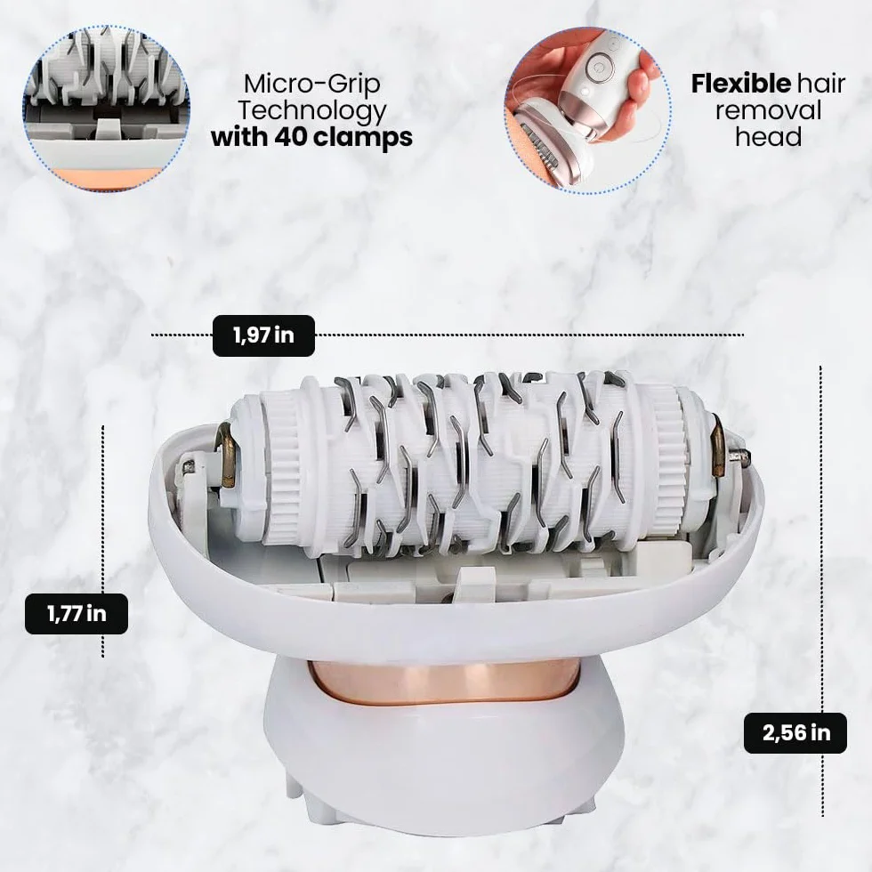 Anakel Home Wymienna Glowica 81719648 kompatybilna z Braun Silkepil 9 Flex, Elastyczna Głowica, Technologia Micro-Grip z 40 Pincetami