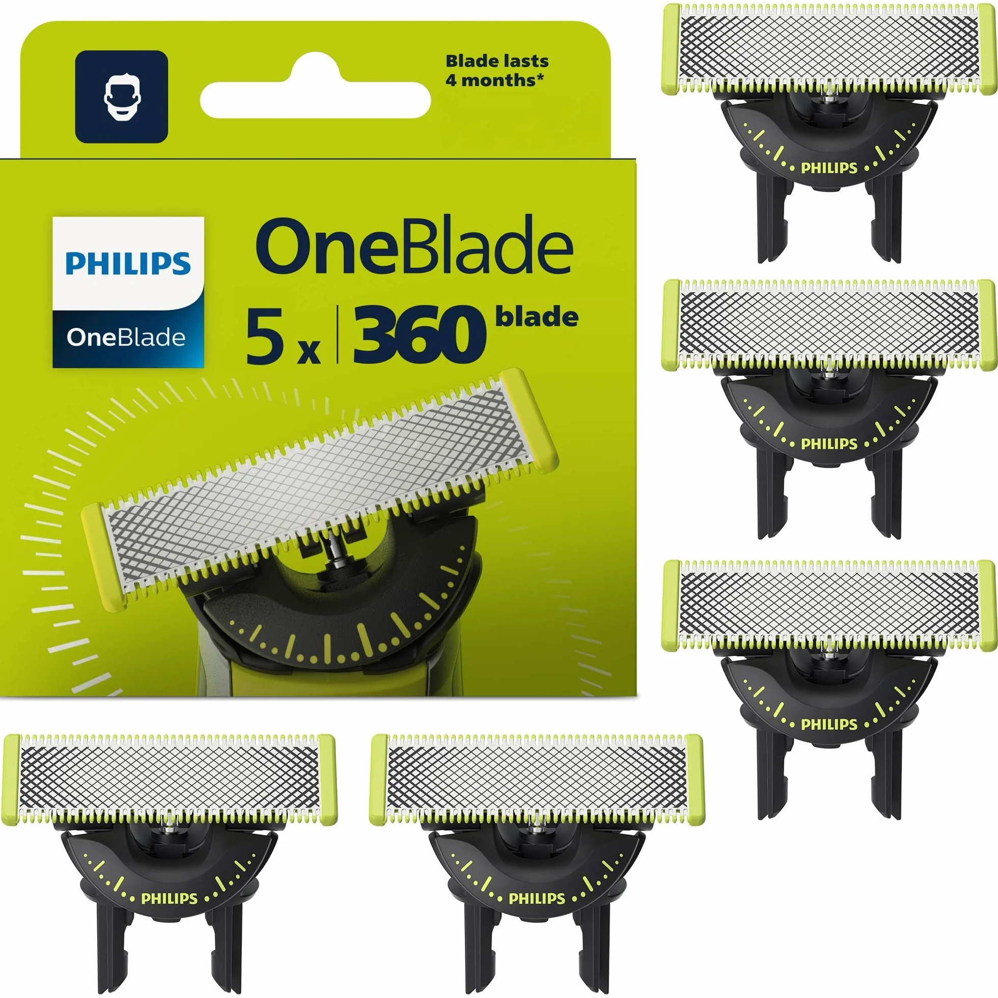 Philips Oryginalne ostrza wymienne OneBlade 360, do golarki hybrydowej OneBlade, 5 sztuki, model QP450/50