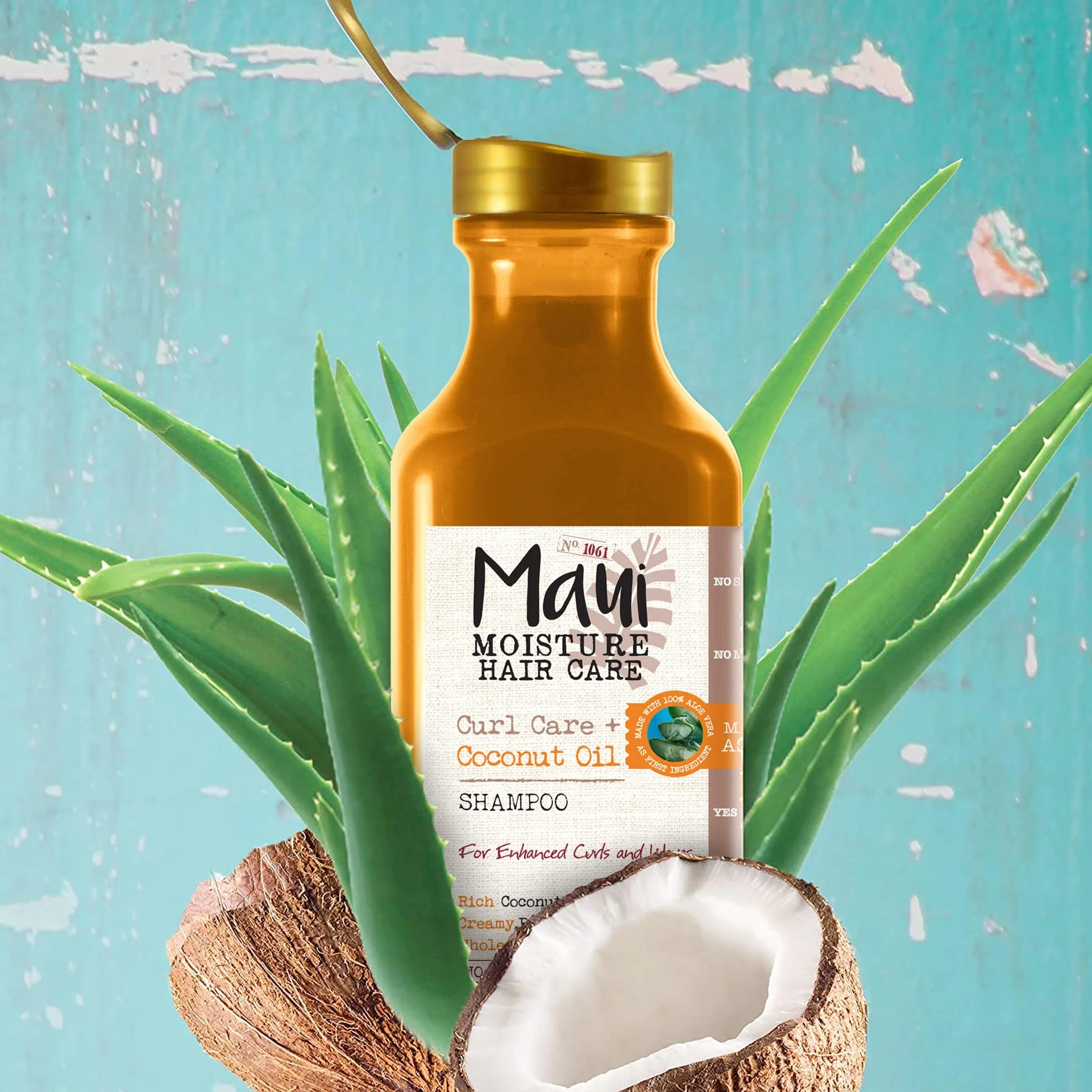 Maui Moisture Pielęgnacja włosów, Curl Quench+, olej kokosowy, szampon do włosów gęstych i kręconych, 385 ml (opakowanie może się różnić)
