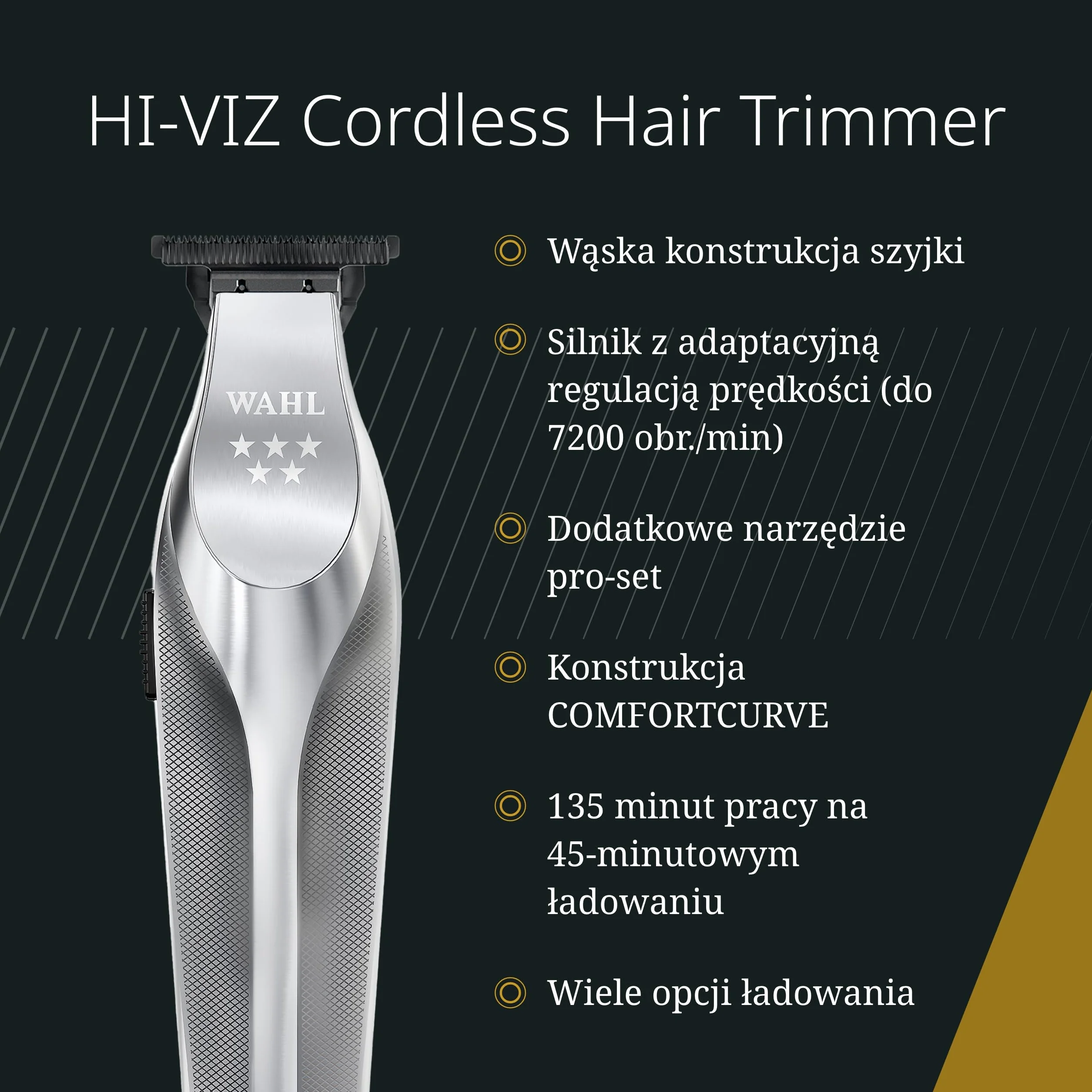 Wahl HI-VIZ Trymer do włosów z ulepszonym szerokim ostrzem w kształcie litery T