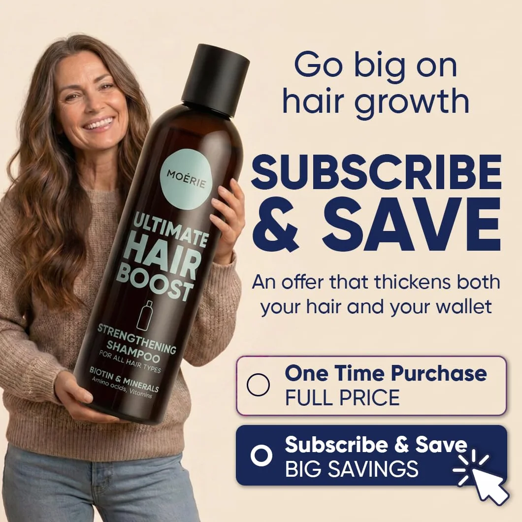 Moerie Ultimate Hair Growth Shampoo – dla dłuższych, grubszych, pełnych włosów, wegańskie, bez parabenów i silikonu