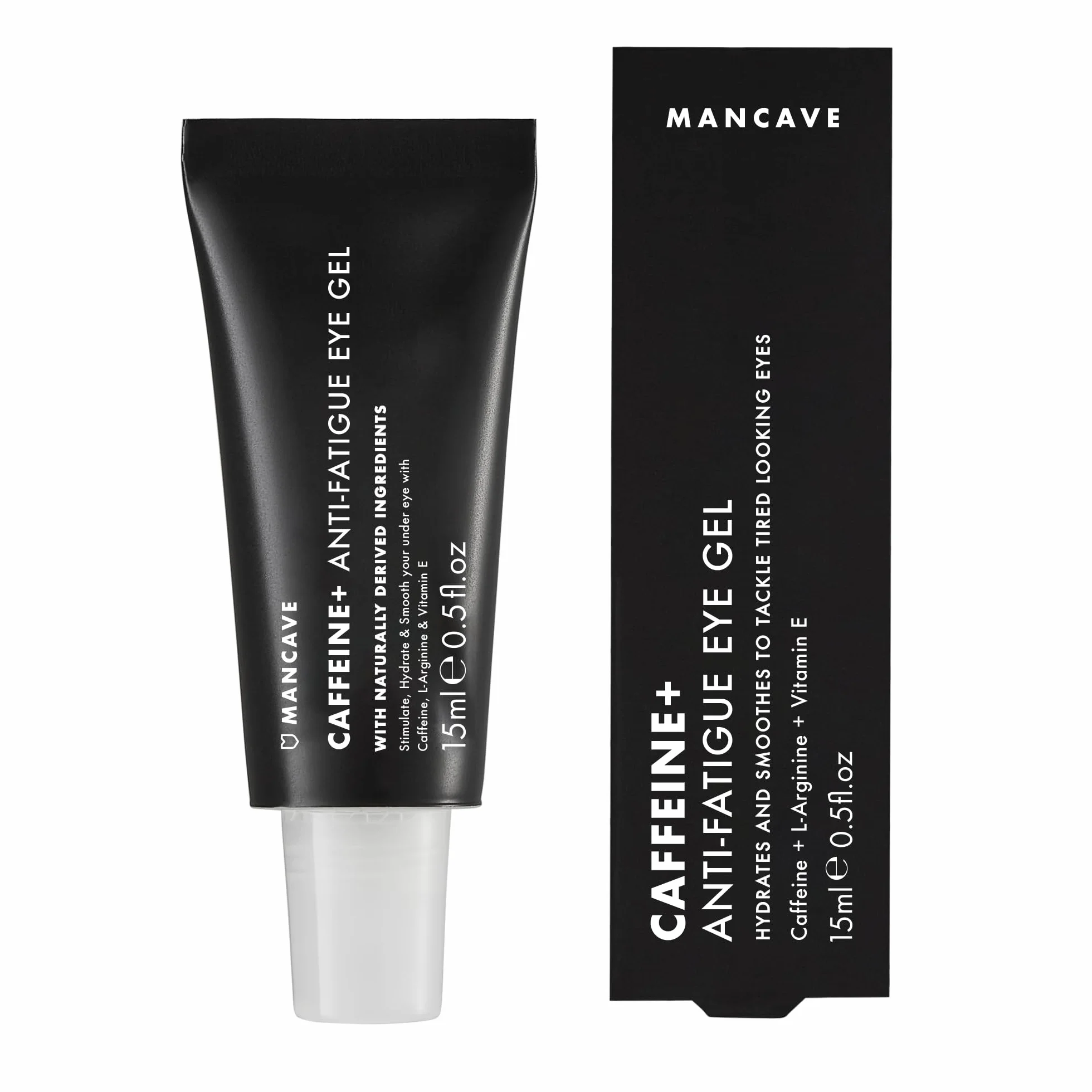 ManCave Żel pod oczy przeciw zmęczeniu dla mężczyzn, 15 ml, odświeża zmęczone oczy z kofeiną i witaminą E, naturalna formuła, wegański, opakowanie nadające się do recyklingu