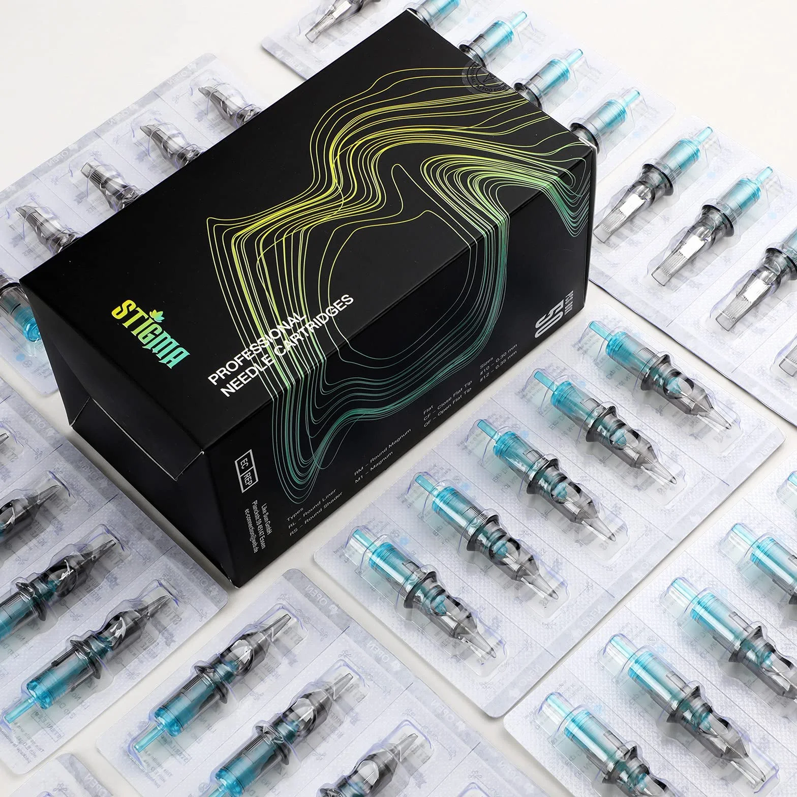 STIGMA 50 sztuk kartridży do tatuażu jednorazowych igieł # 10 Bugpin Round Liner Cartridge 3RL 5RL 7RL 9RL 11RL EN02B-50KIT-R