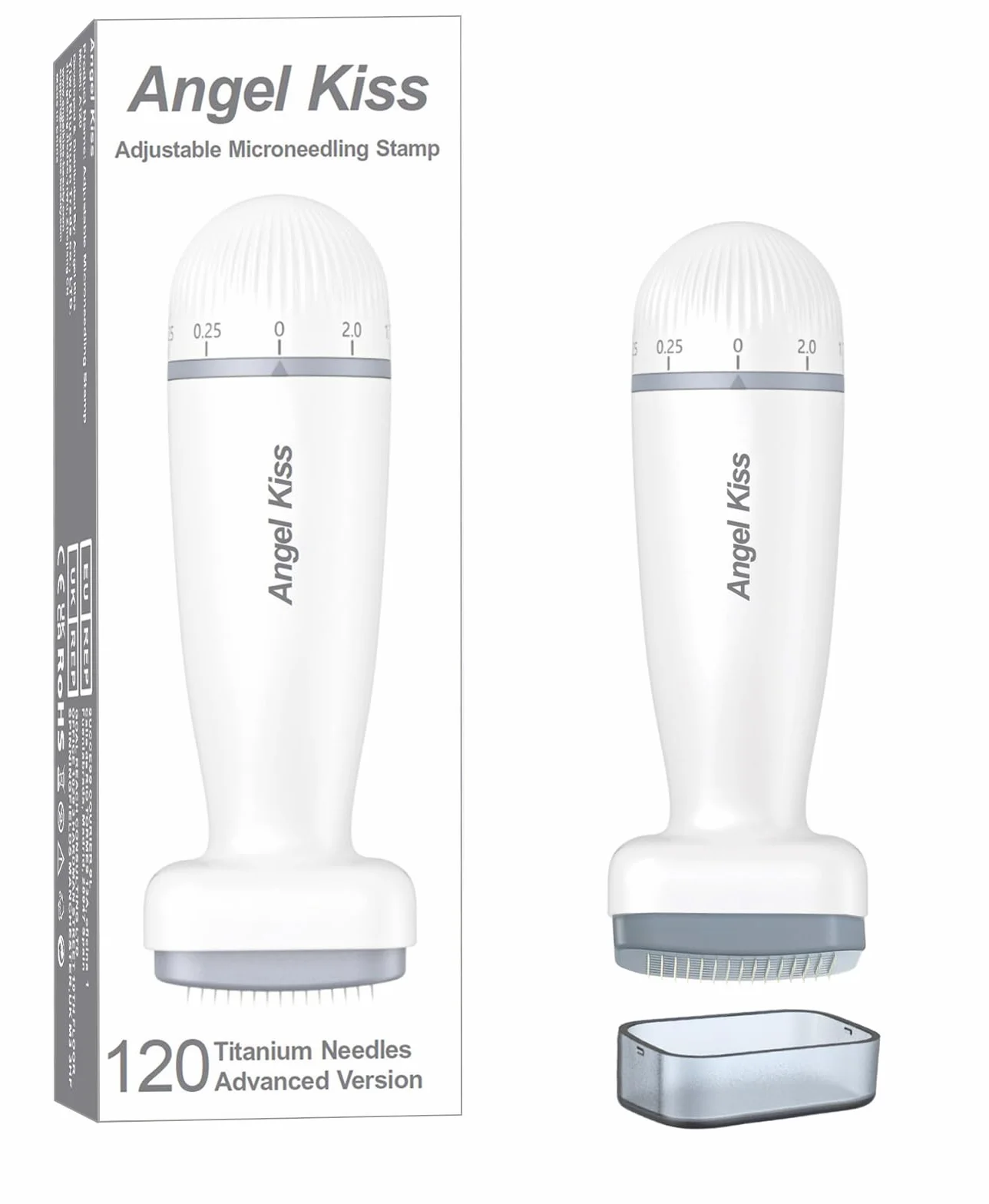 Angel Kiss Stempel Microneedling 120 igieł tytanowych 0-2,0 mm regulowany Derma Pen