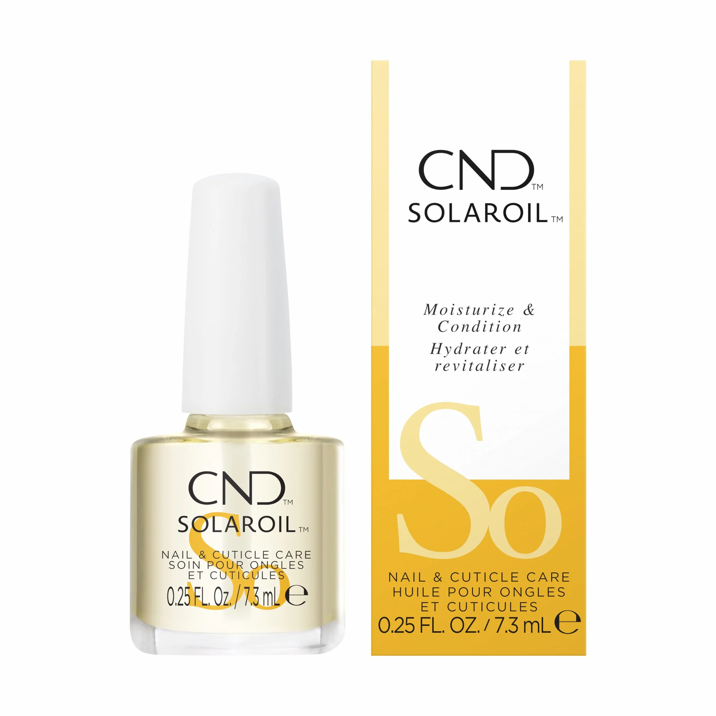 CND - SolarOil, Odżywczy Olejek do Paznokci i Skórek, Naturalna Mieszanka Olejów Jojoba, Witaminy E, Otrębów Ryżowych i Słodkich Migdałów, Nawilża i Pielęgnuje Skórę, 7,3ml