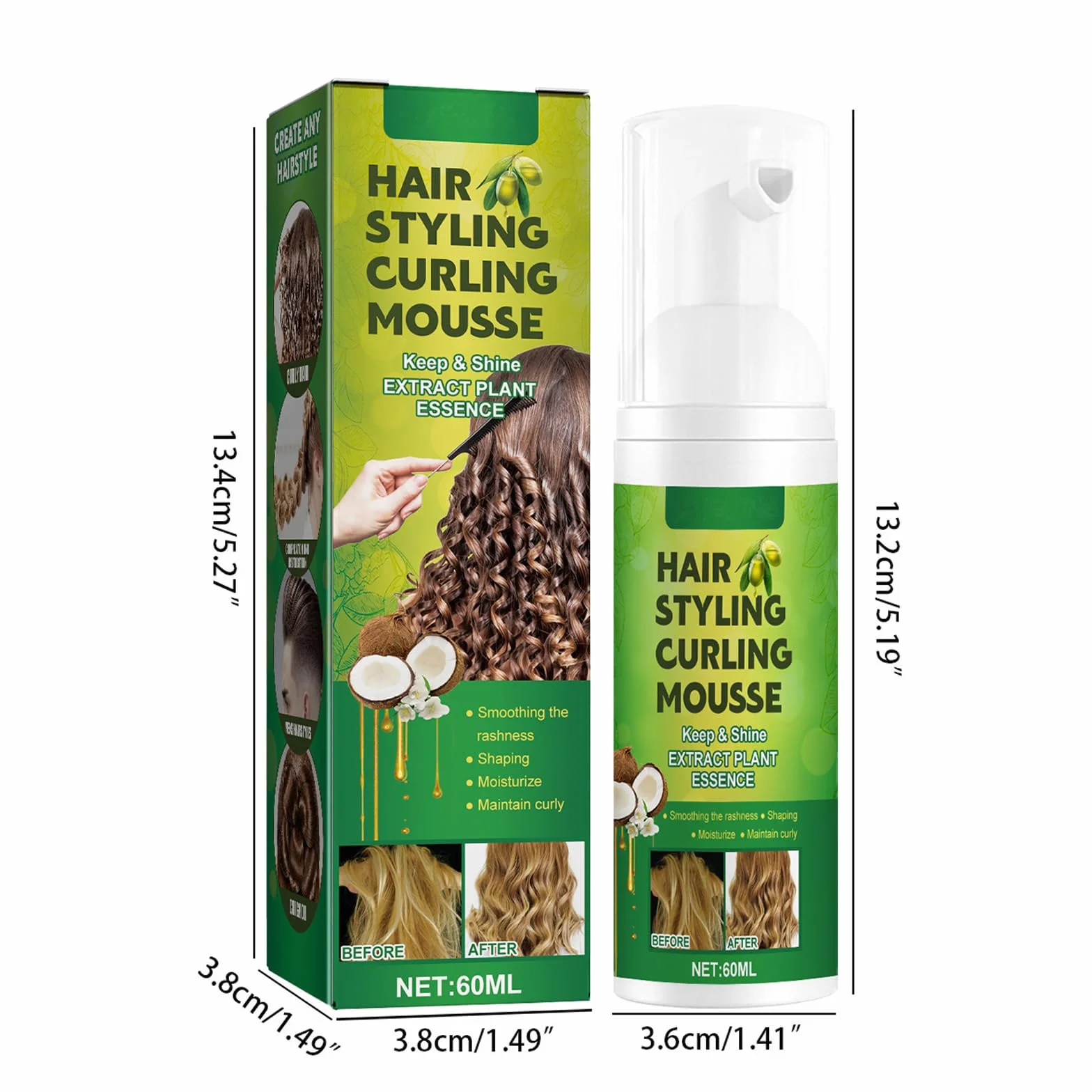Mousse Hair Styling Curling Mousse, 60 ml, pianka do stylizacji loków, pianka nawilżająca, pianka do stylizacji włosów, 2