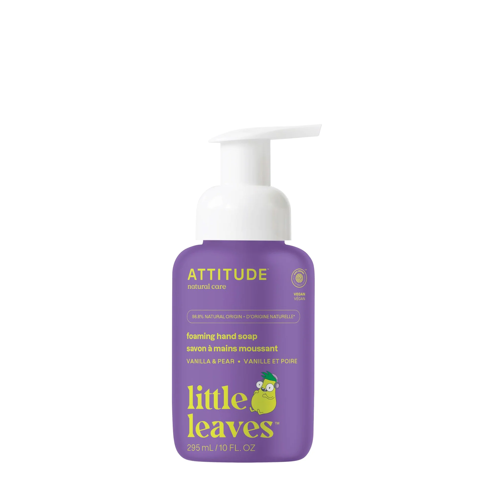 ATTITUDE Mydło do rąk z pianki dla dzieci, certyfikat EWG, testowane dermatologicznie, składniki roślinne i mineralne, wegańskie, waniliowe i perłowe, 295 ml