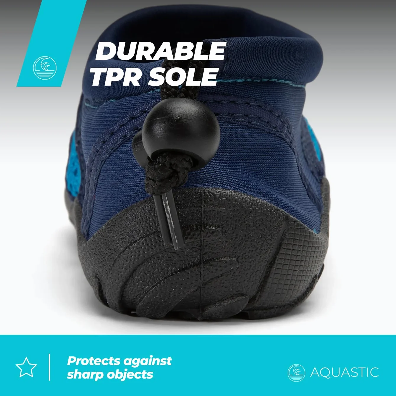 AQUASTIC Buty do Wody KEA JR dla Dzieci Wsuwane Buty do Pływania z Siatką Antypoślizgowa Kauczukowa Podeszwa TPR Odprowadzanie Wody Ochrona i Komfort na Basen i Plażę