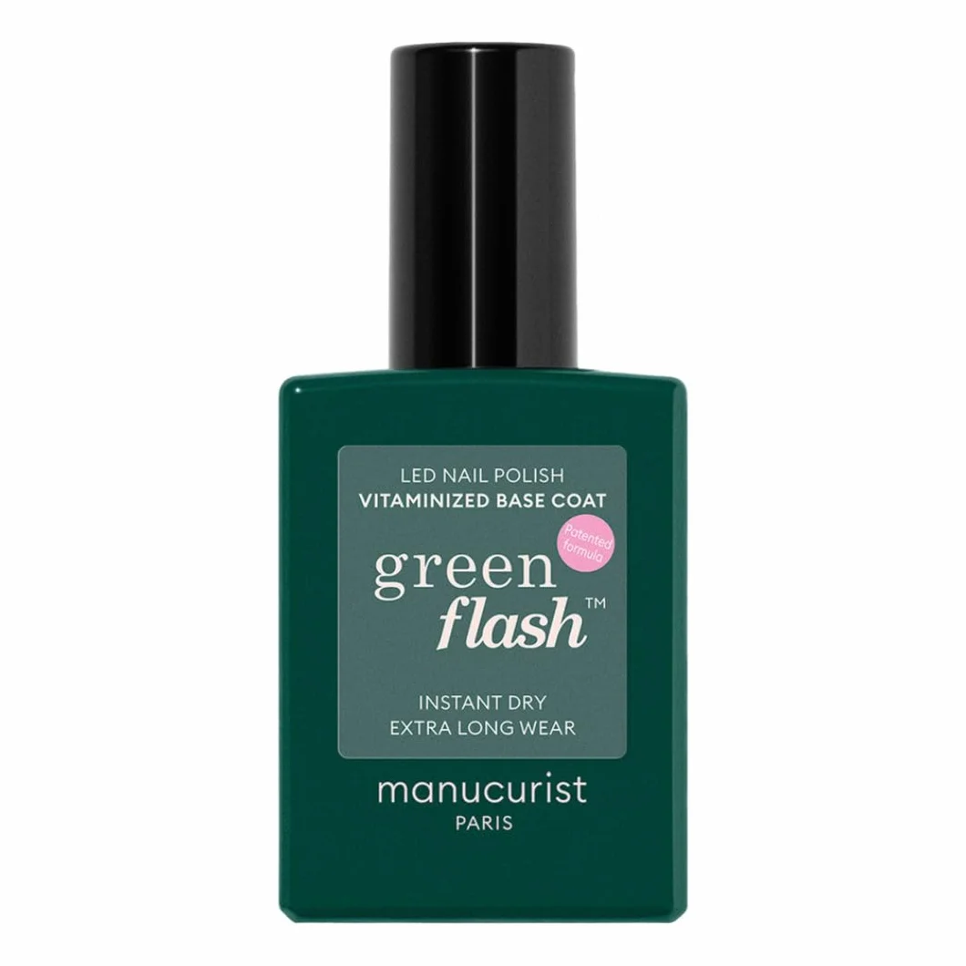 Manucurist Green Flash baza wzbogacona witaminami – żelowa baza do paznokci – wytrzymuje do 12 dni, bez 12 – 84% składników biologicznych – wyprodukowano we Francji, butelka 15 ml