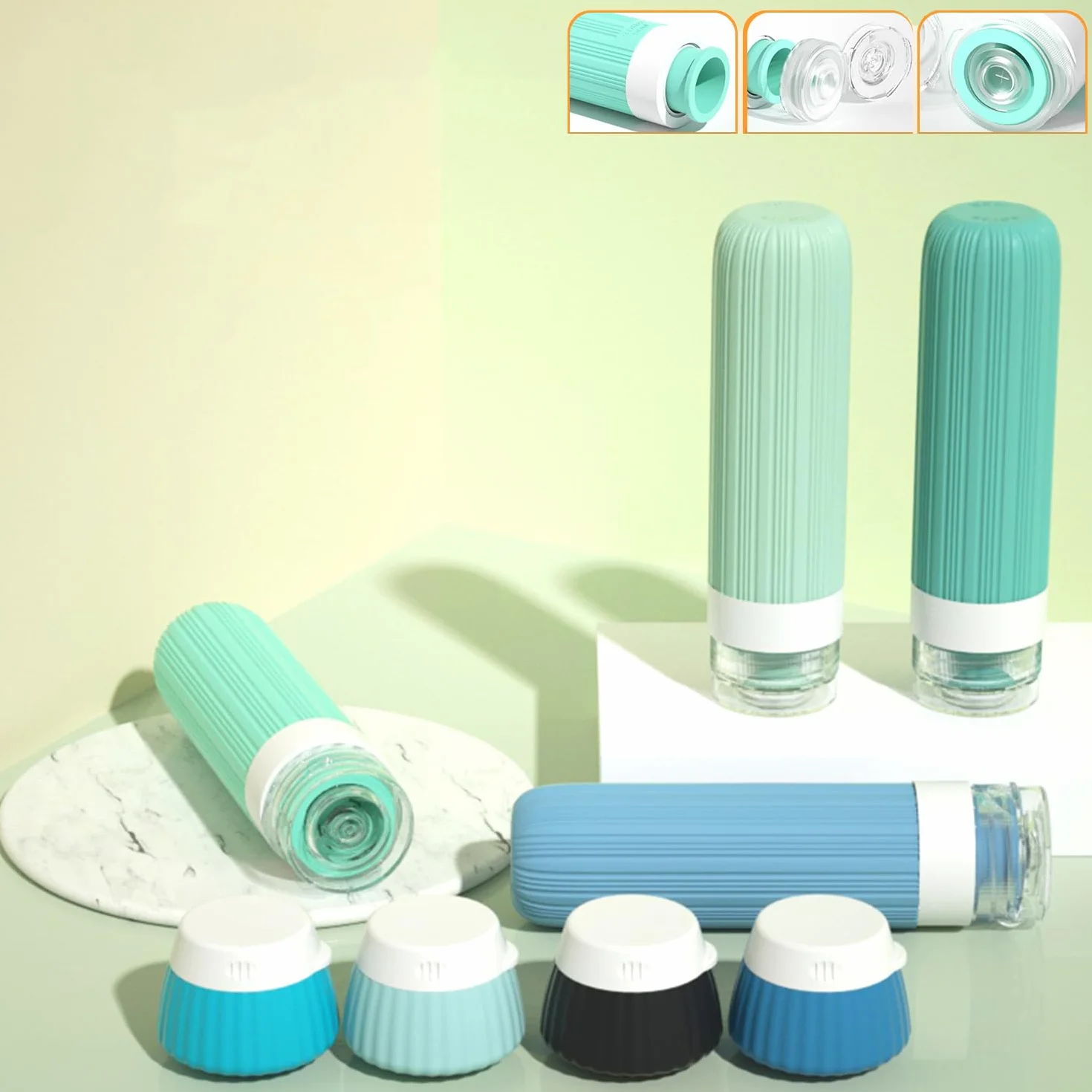 Zestaw silikonowych butelek podróżnych, do napełniania, 18 sztuk, zestaw podróżny z zatwierdzeniem TSA, Travel Essentials