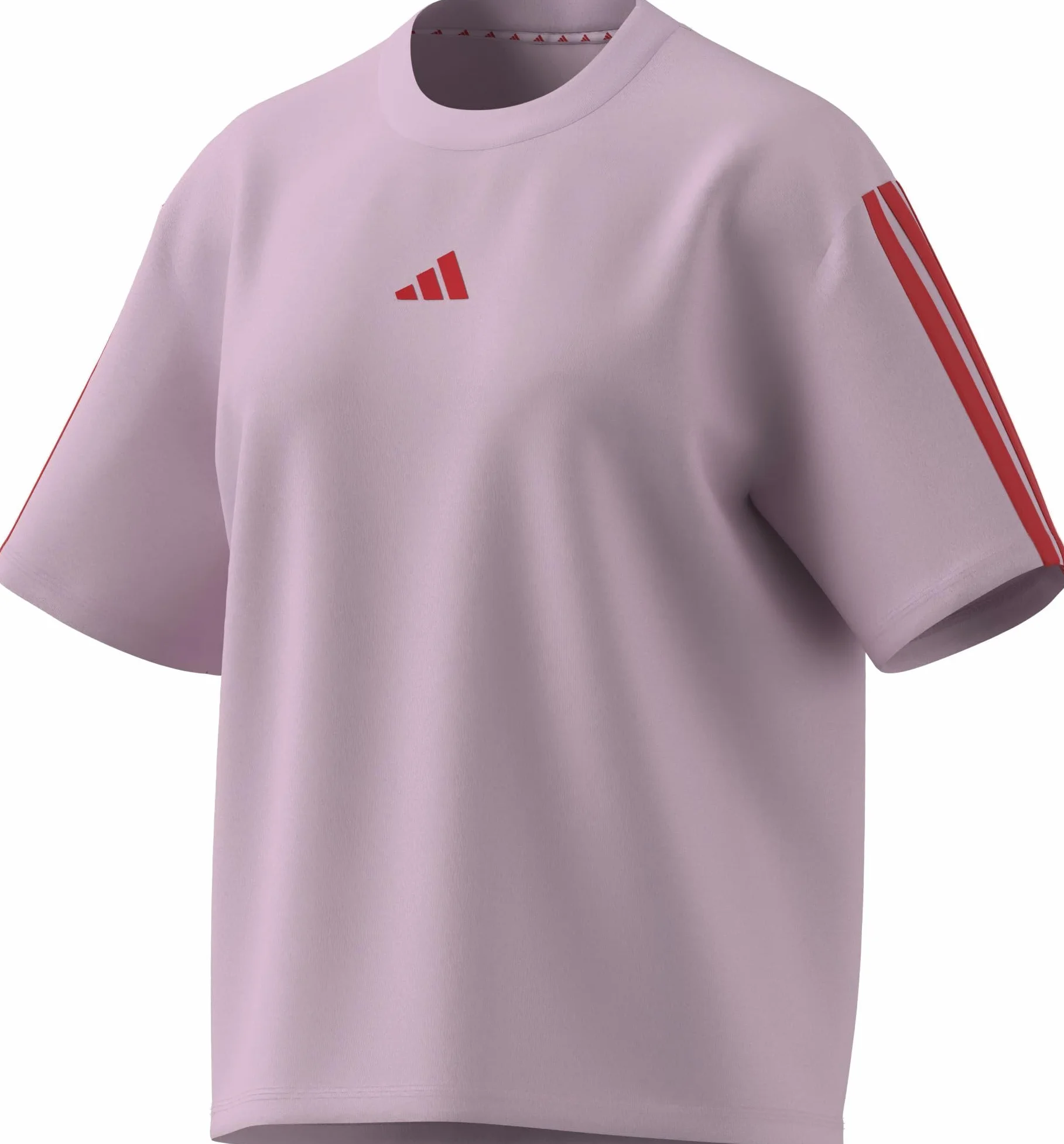 adidas dames ESSENTIALS 3-STRIPES BOYFRIEND T-SHIRT, clear pink/pure ruby, S