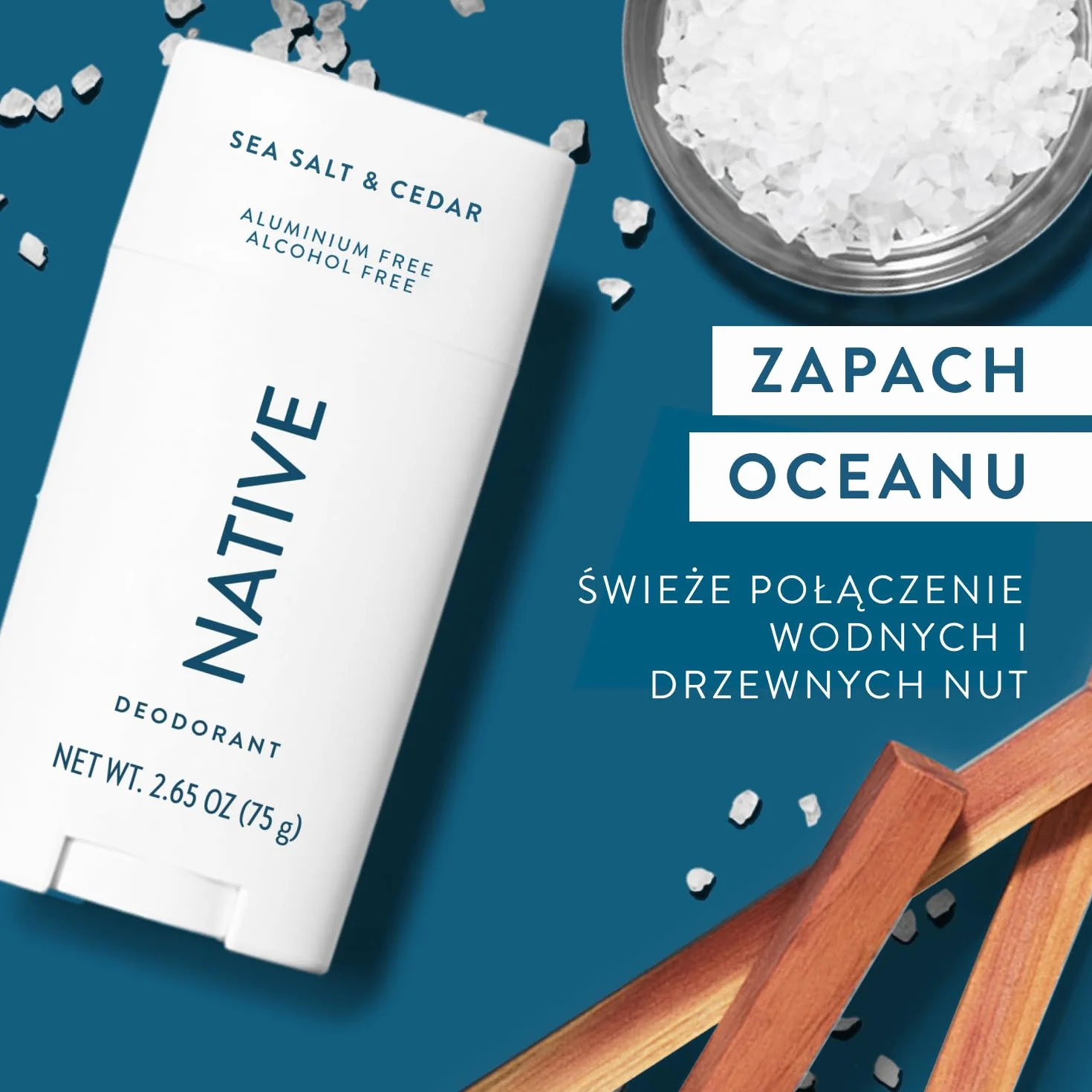 Natural Native Sea Dezodorant z soli i cedru, 2,65 uncji