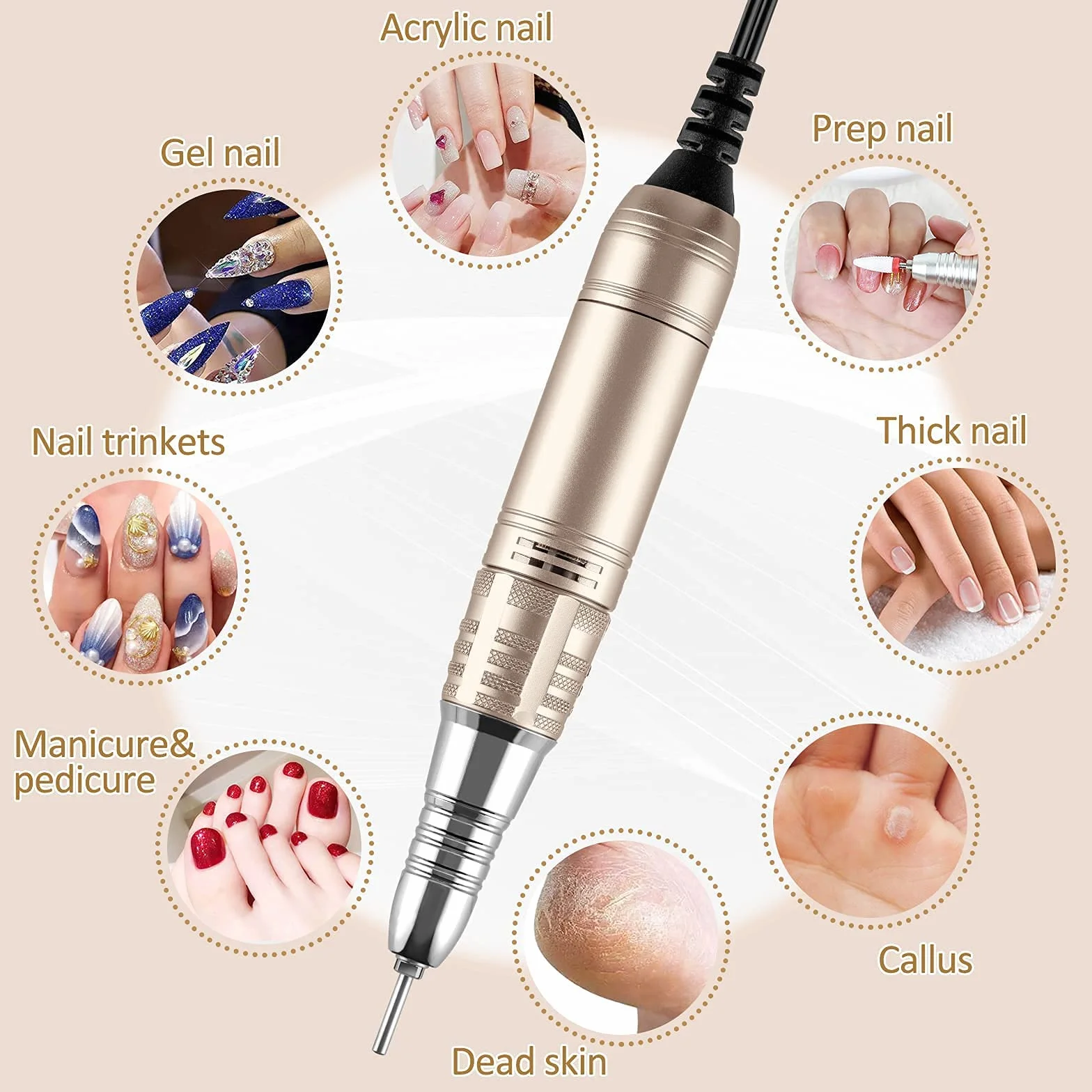 Madenia Frezarka do Paznokci, Profesjonalna Ekran Dotykowy Elektryczna Frezarka do Paznokci, 35000 obr./min, do Manicure i Pedicure Sztuczne Paznokcie, z Cyfrowym Wyświetlaczem HD