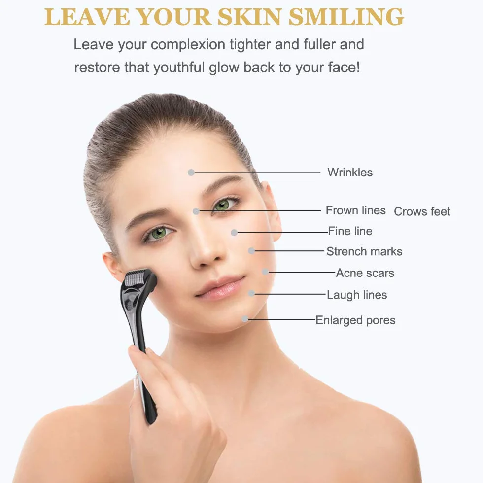 Derma Roller 2,0 mm, 540 tytanowa rolka z mikroigłami do twarzy i ciała, wałek do mikrodermabrazji, dermaroller do mikroigłowania, w zestawie etui do przechowywania (2,0 mm)