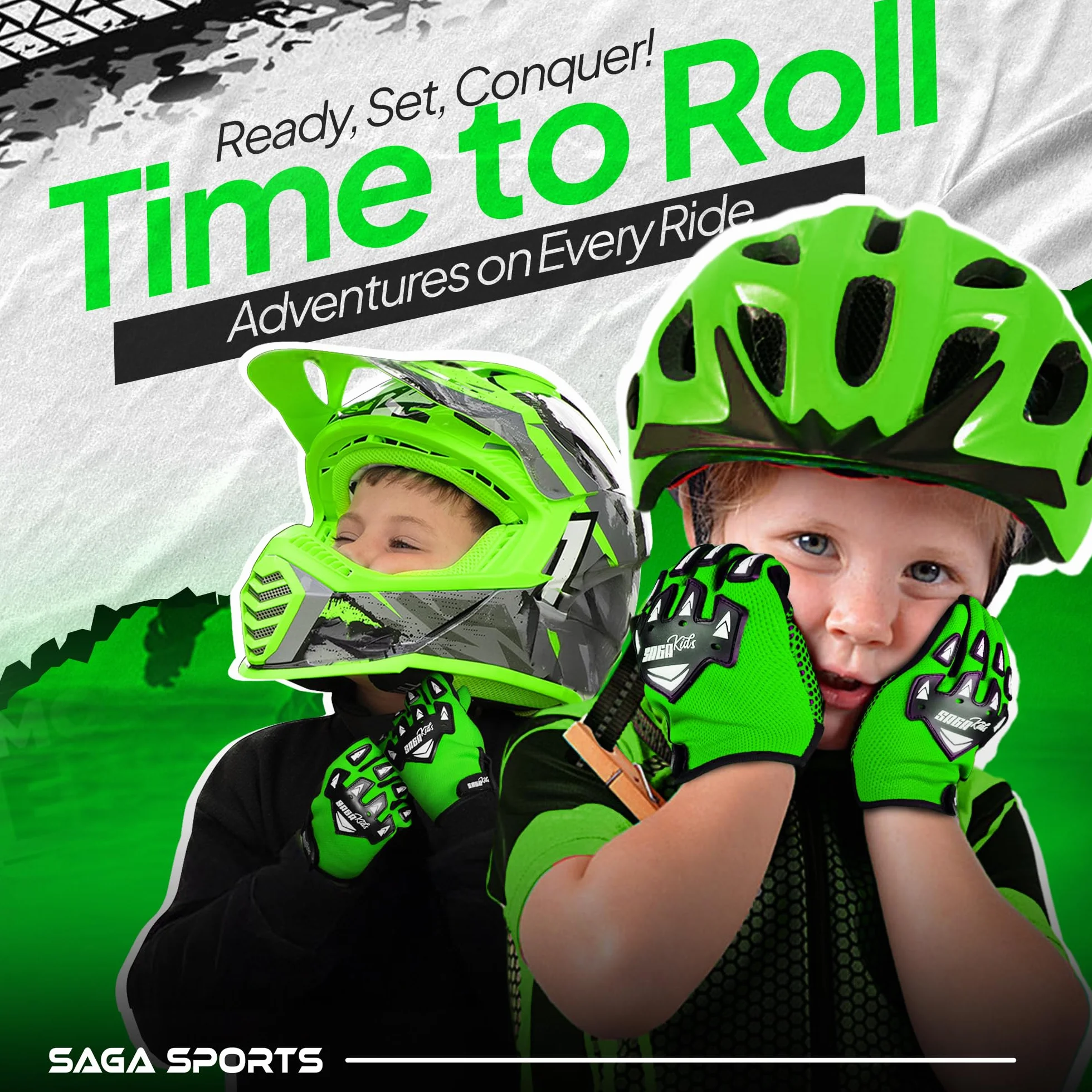 Rękawice rowerowe dla dzieci Trwałe i wygodne rękawice motocrossowe Idealna odzież motocyklowa dla Twojego dziecka (Green, M)