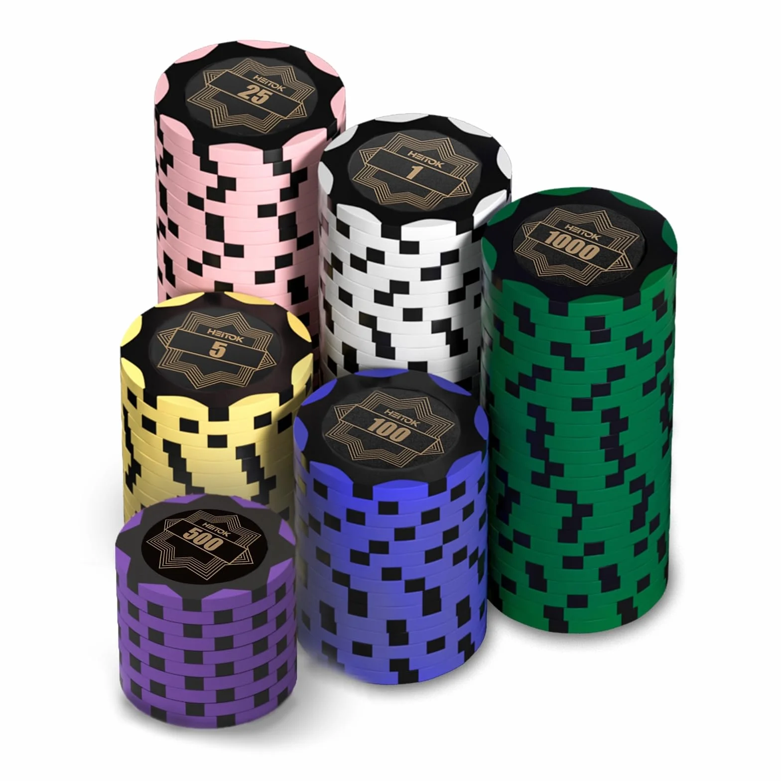 HEITOK Zestaw do pokera 500 sztuk 14g z nominałami w walizce Texas Holdem