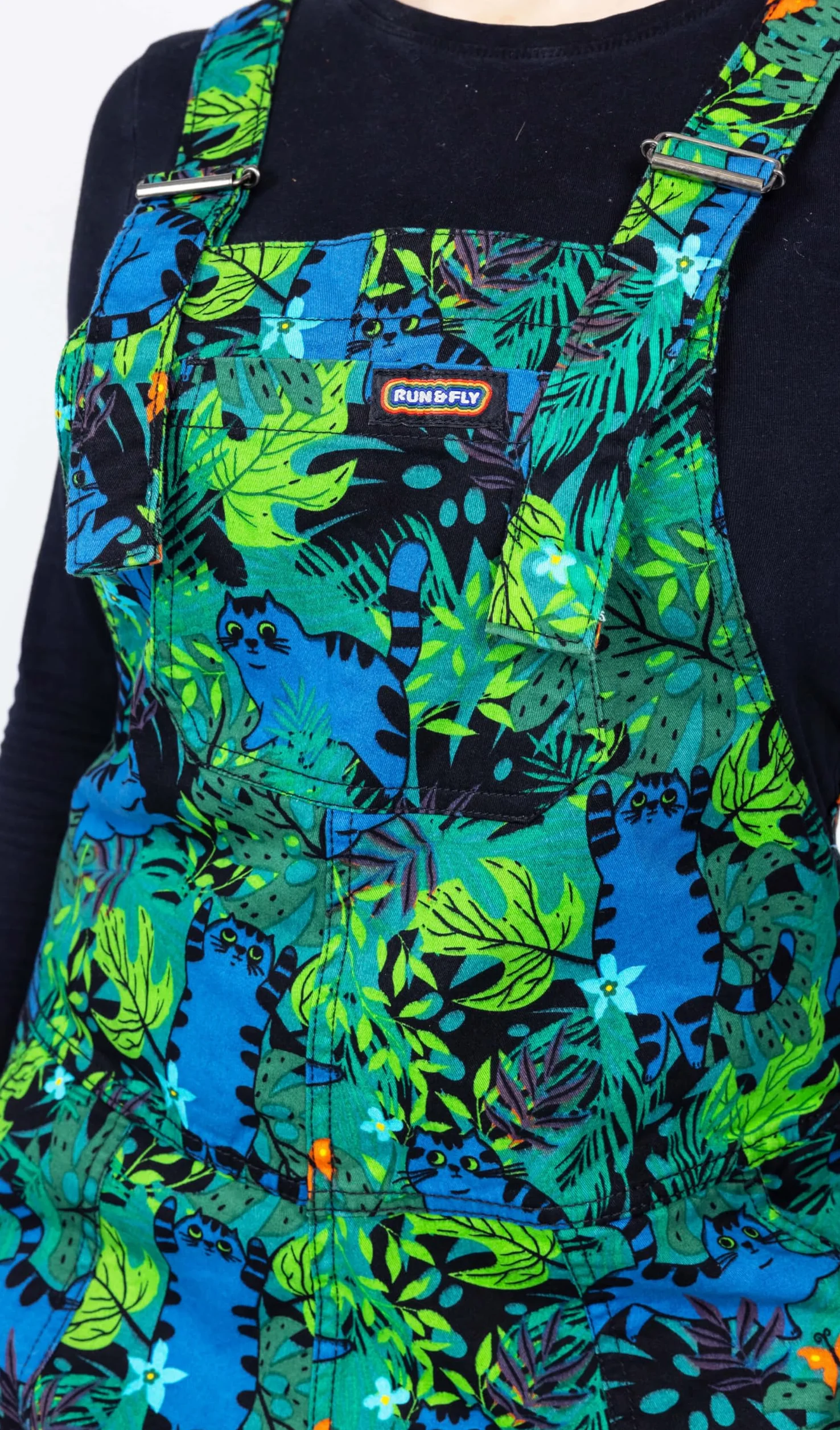 Damskie ogrodniczki w stylu retro z motywem dżungli