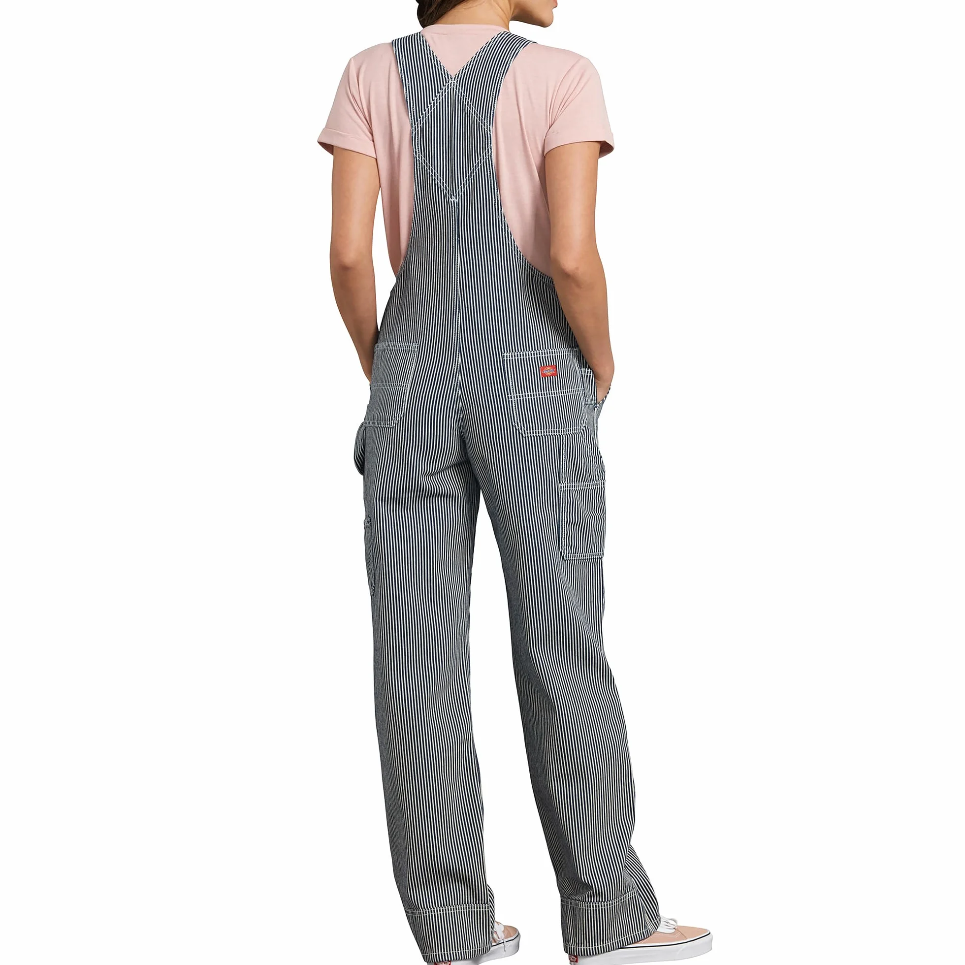 Dickies, Damskie ogrodniczki w swobodnym stylu z prostymi nogawkami, Rinsed Hickory Stripe, XS