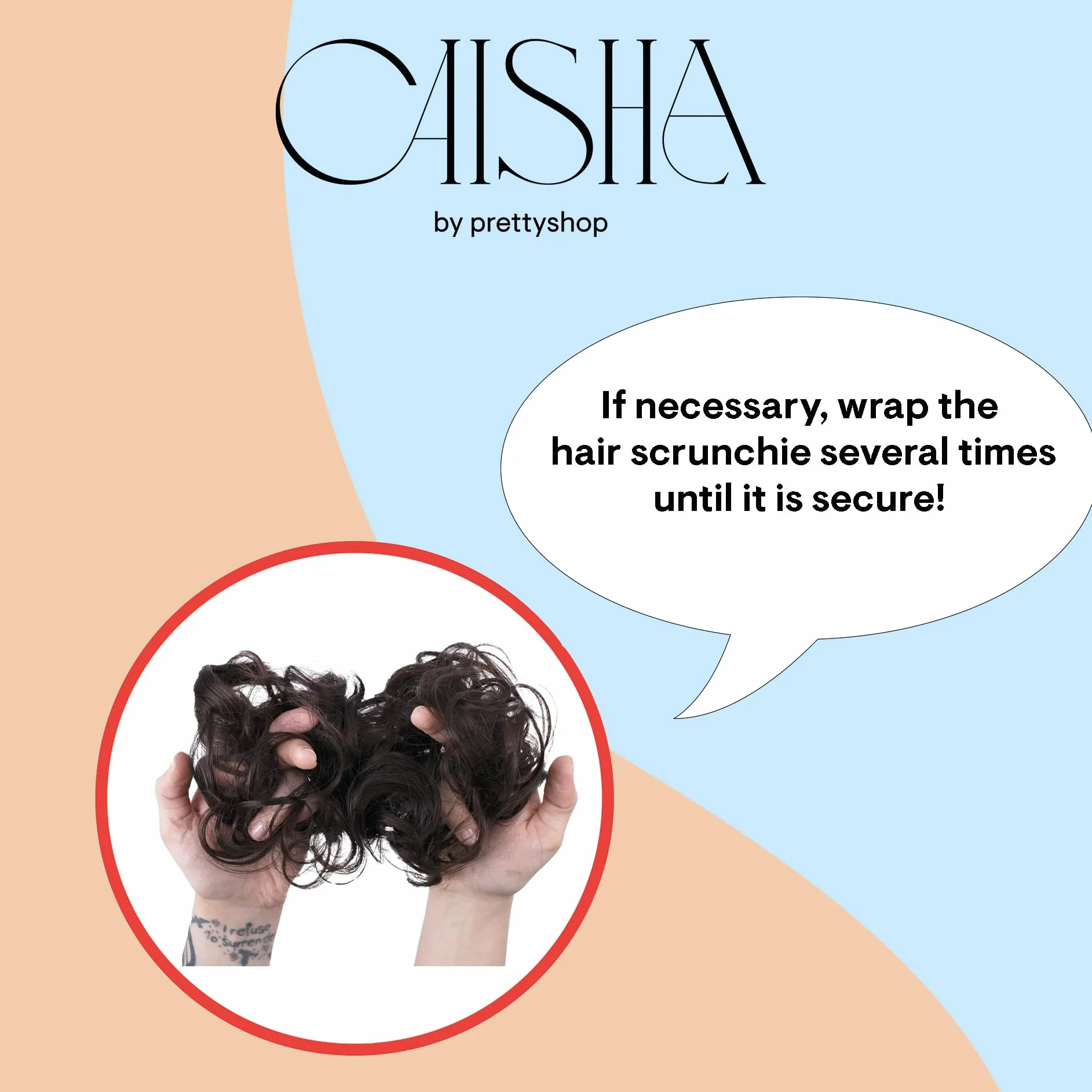 CAISHA XL Scrunchie Przedłużanie Włosów Gumki Do Włosów Kok Ciemny Czekoladowy Brąz