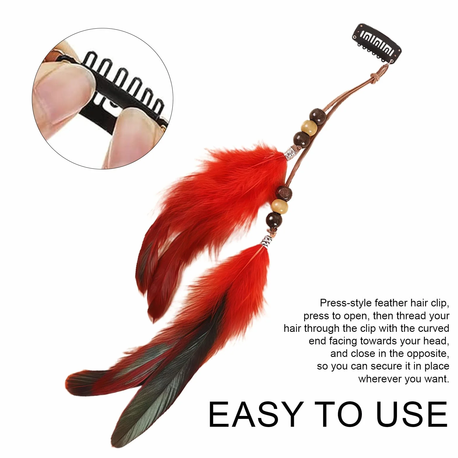 SSKHE Klips do włosów z piórami, boho, akcesoria DIY, ręcznie robione przedłużanie włosów, pióra, hipisowska spinka do włosów, nakrycie głowy dla kobiet, dziewcząt, ręcznie robiona spinka do włosów