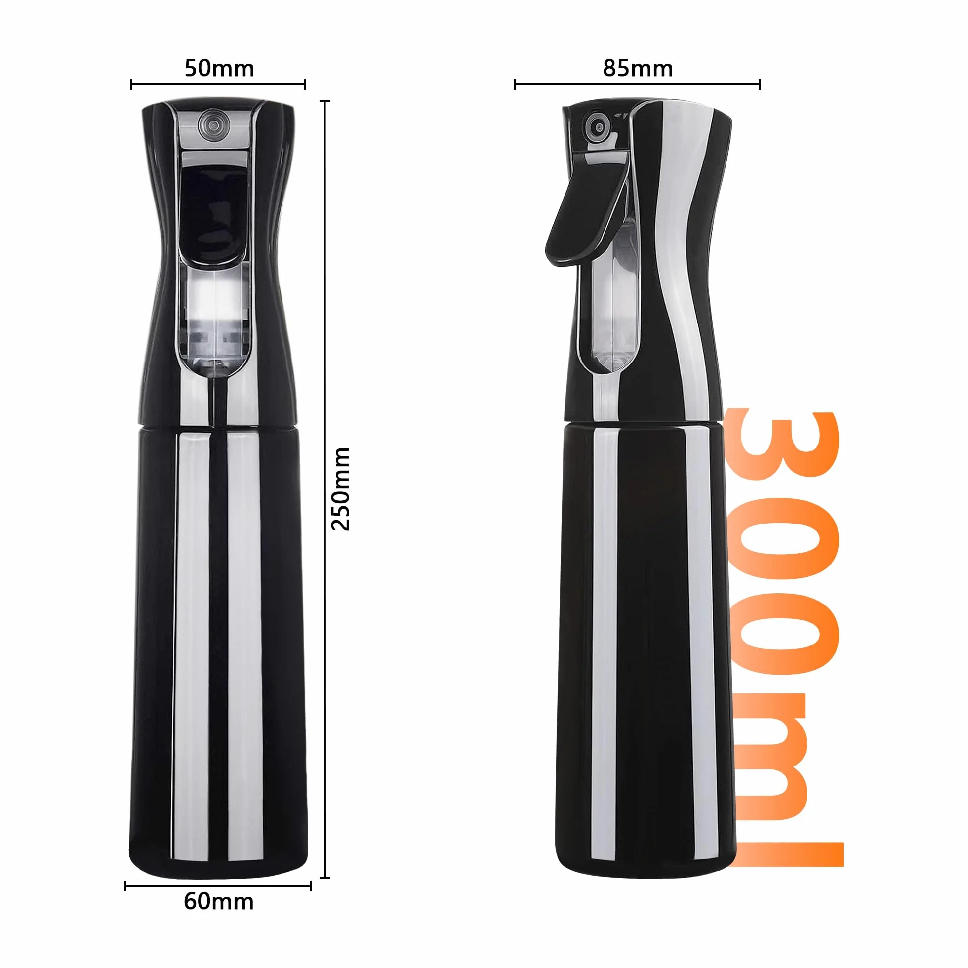 Butelka z rozpylaczem 300 ml mgiełka 360° ergonomiczny uchwyt BPA szczelna czarna do roślin