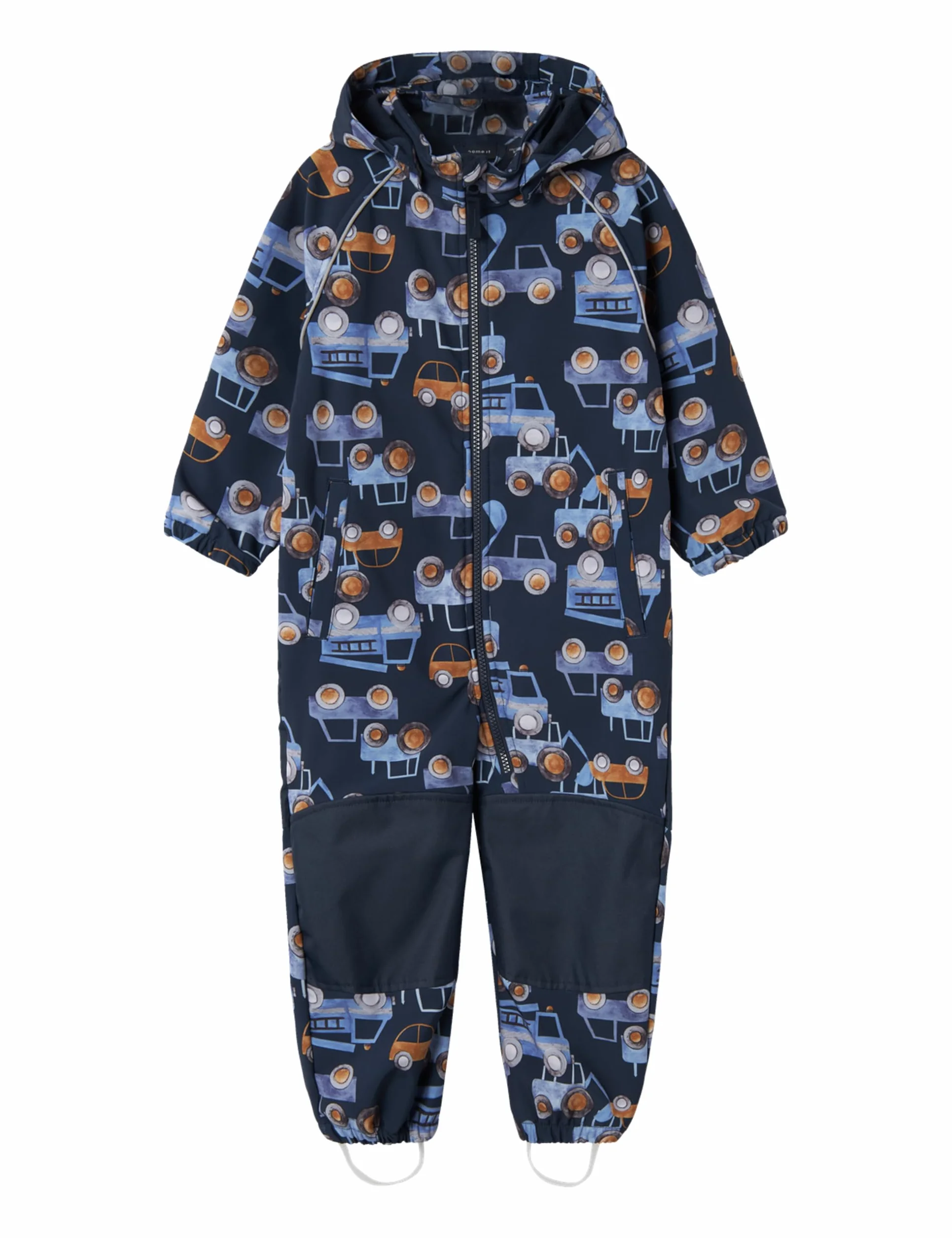 NAME IT Chłopięcy kombinezon przeciwdeszczowy NMMALFA08 Softshell Suit AOP1 FO NOOS, niebieski, 110, niebieski, 110