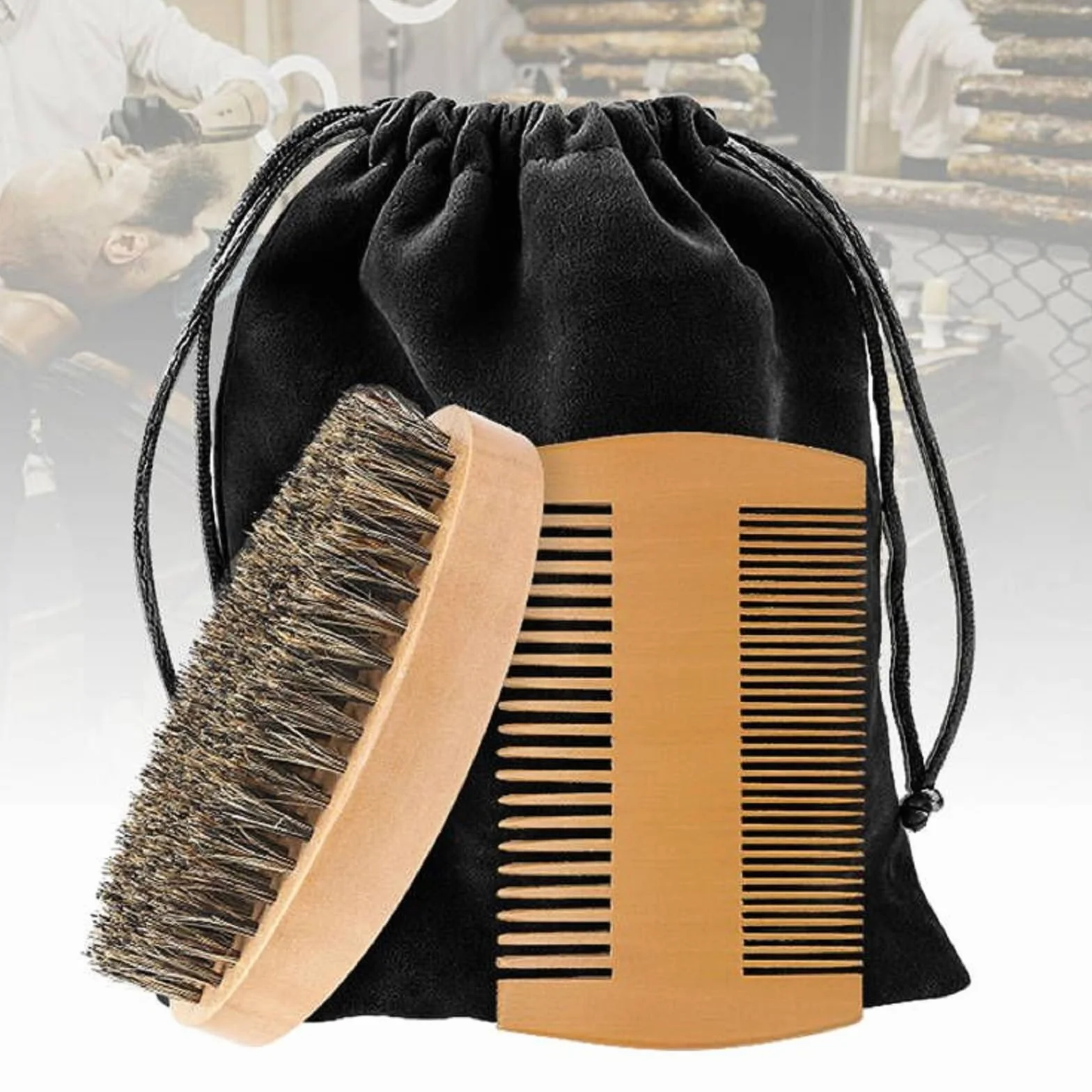 Zestaw grzebienia i szczotki do brody, szczotka do brody z włosiem z dzika, grzebień do brody dla mężczyzn, szczotka do brody z drewna i grzebień do brody, Beard Comb, szczotka do brody dla mężczyzn
