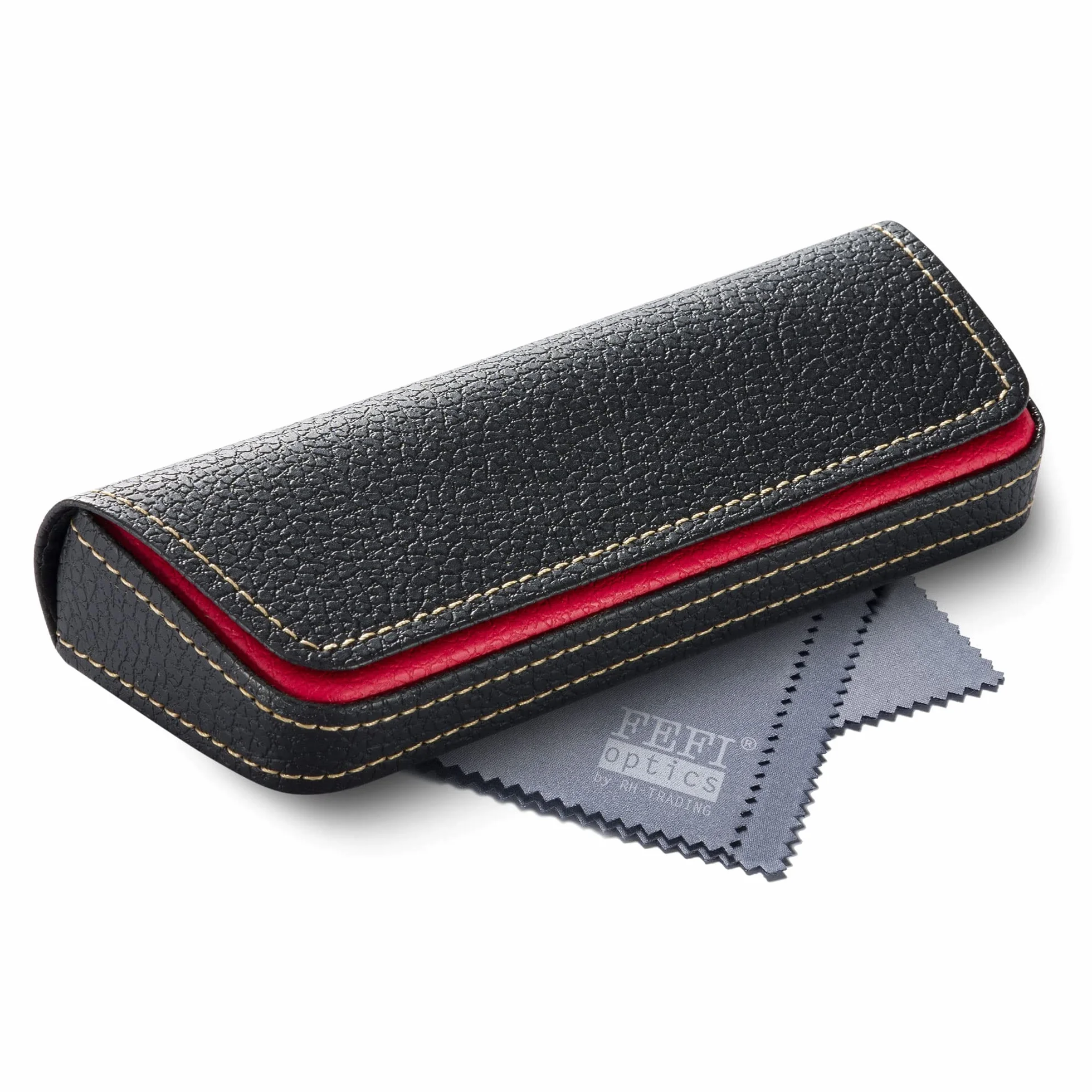 FEFI - Eleganckie etui na okulary w dwóch odcieniach skóry, Czerwony, M