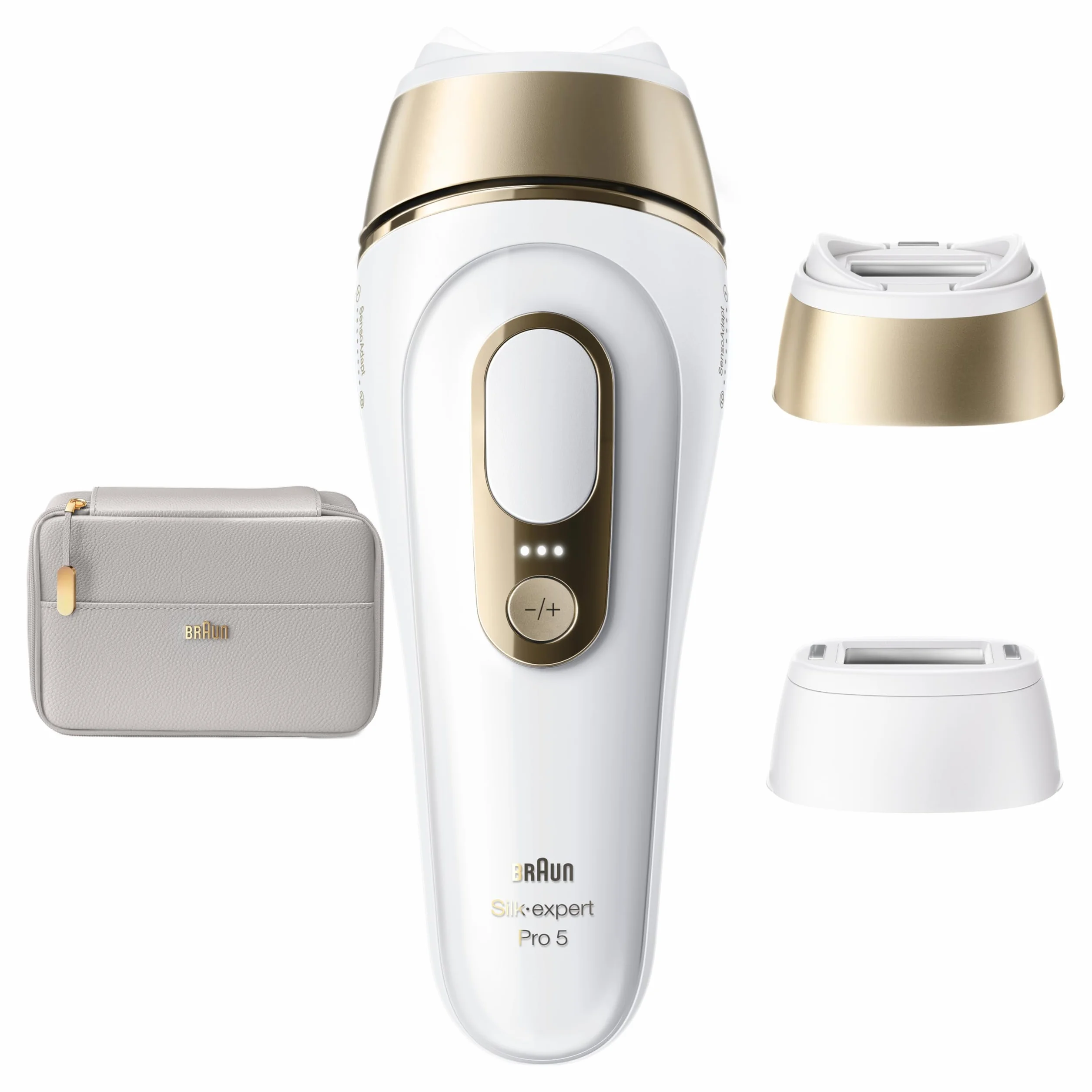 Braun IPL Smart Silk·expert Pro 5, Laserowe Usuwanie Owłosienia w Domu, Trwała Depilacja, Z Saszetką, 2 Nasadkami, PL5210