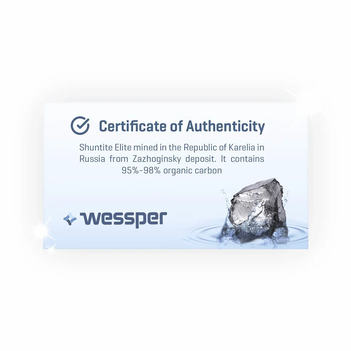 Wessper Elite szlachetne kamienie szungitowe do oczyszczania wody, naturalne kamienie kryształowe do oczyszczania i filtrowania wody, autentyczne kamienie od Karelii w Rosji - 100 g