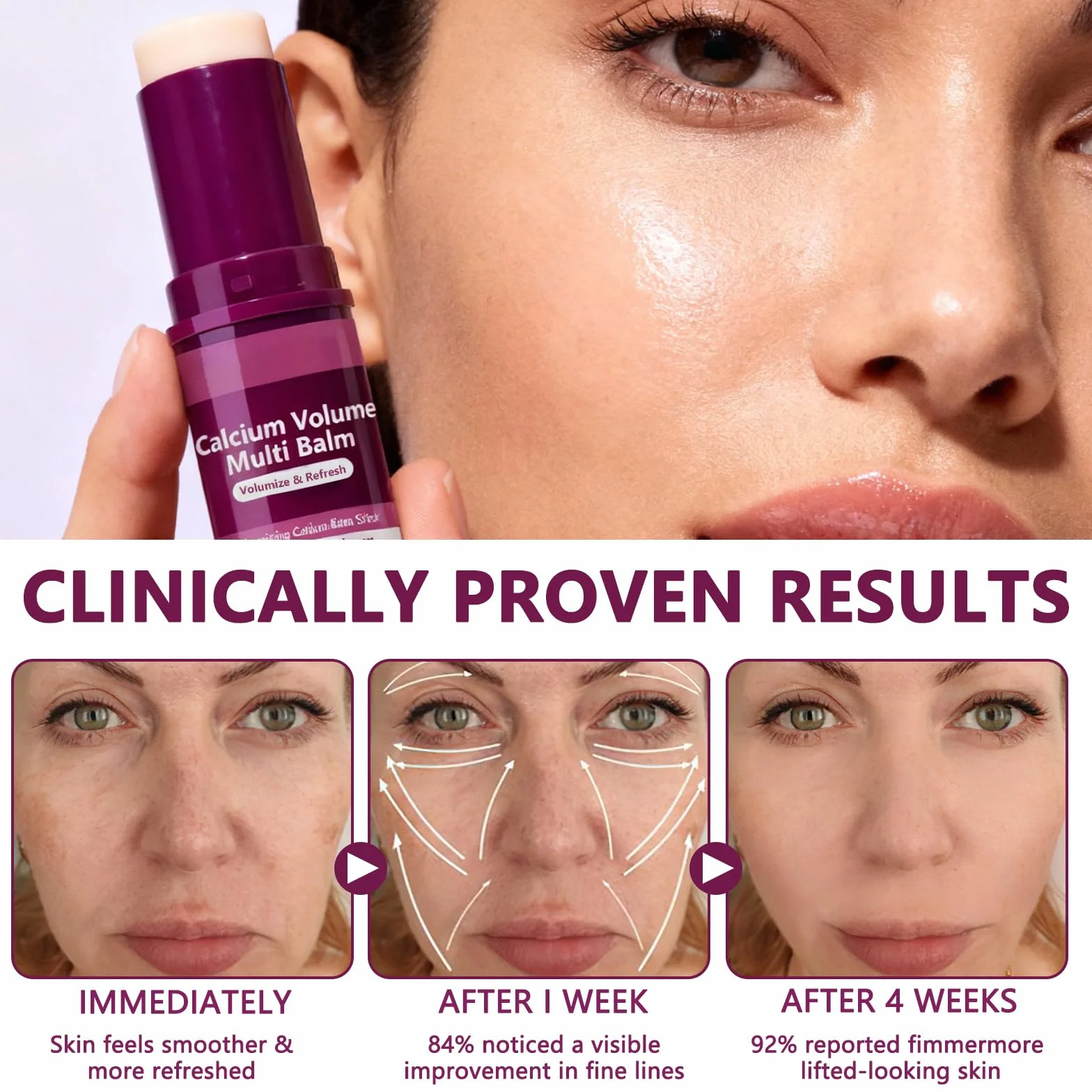 Calcium Volume Multi Balm, Calcium Multi Balm Stick, koreański kolagen nawilżający, przeciwstarzeniowy, opadający, zmarszczki, odpowiedni do oczu, twarzy, szyi (3)