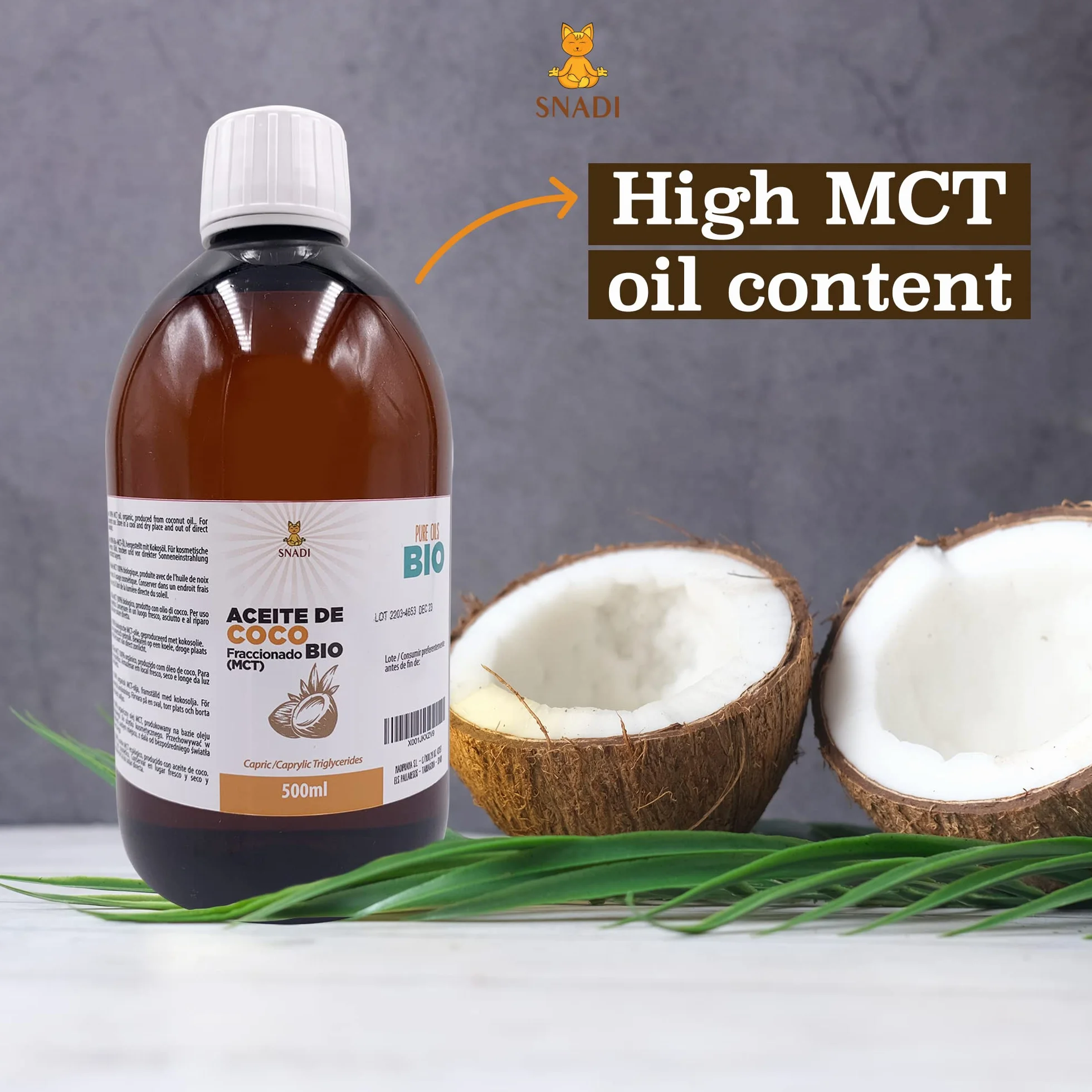 Bio Frakcjonowany Olej Kokosowy MCT 500 ml 100% Czysty Naturalny do Skóry Włosów Kosmetyków Aromaterapii
