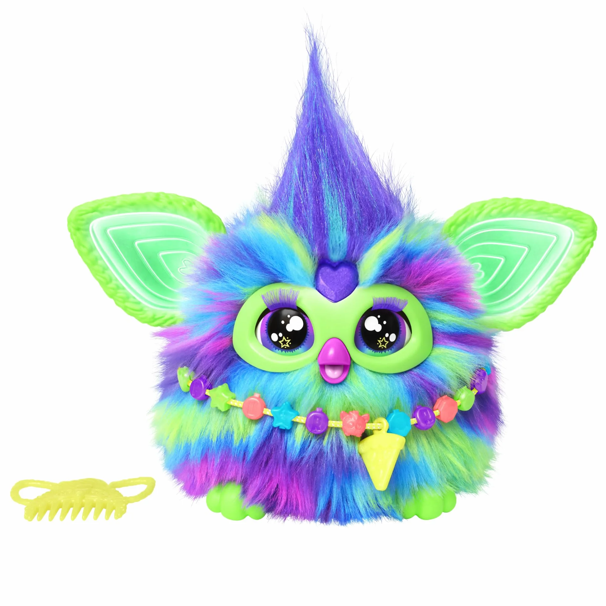 Furby Galaxy, interaktywna pluszowa zabawka w kolorowych kolorach, świeci w ciemności, mówi po niemiecku i furbisku, ok. 15 cm wysokości, piękny prezent dla Świętego Mikołaja lub jako prezent skrzata