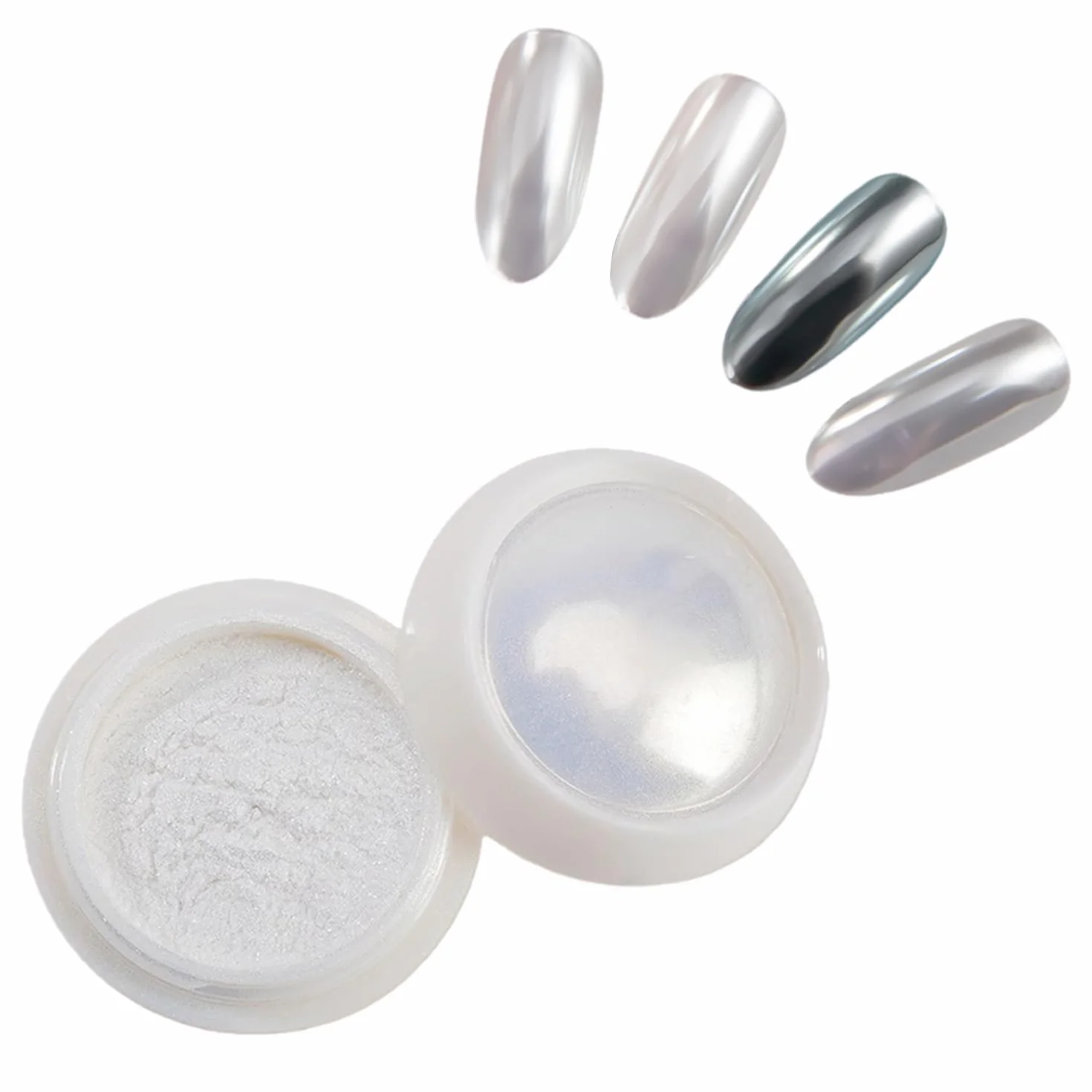 White Pearl chrom proszek do paznokci, efekt perłowy, błyszczący puder do paznokci, Nail Art Chrome Nail Powder